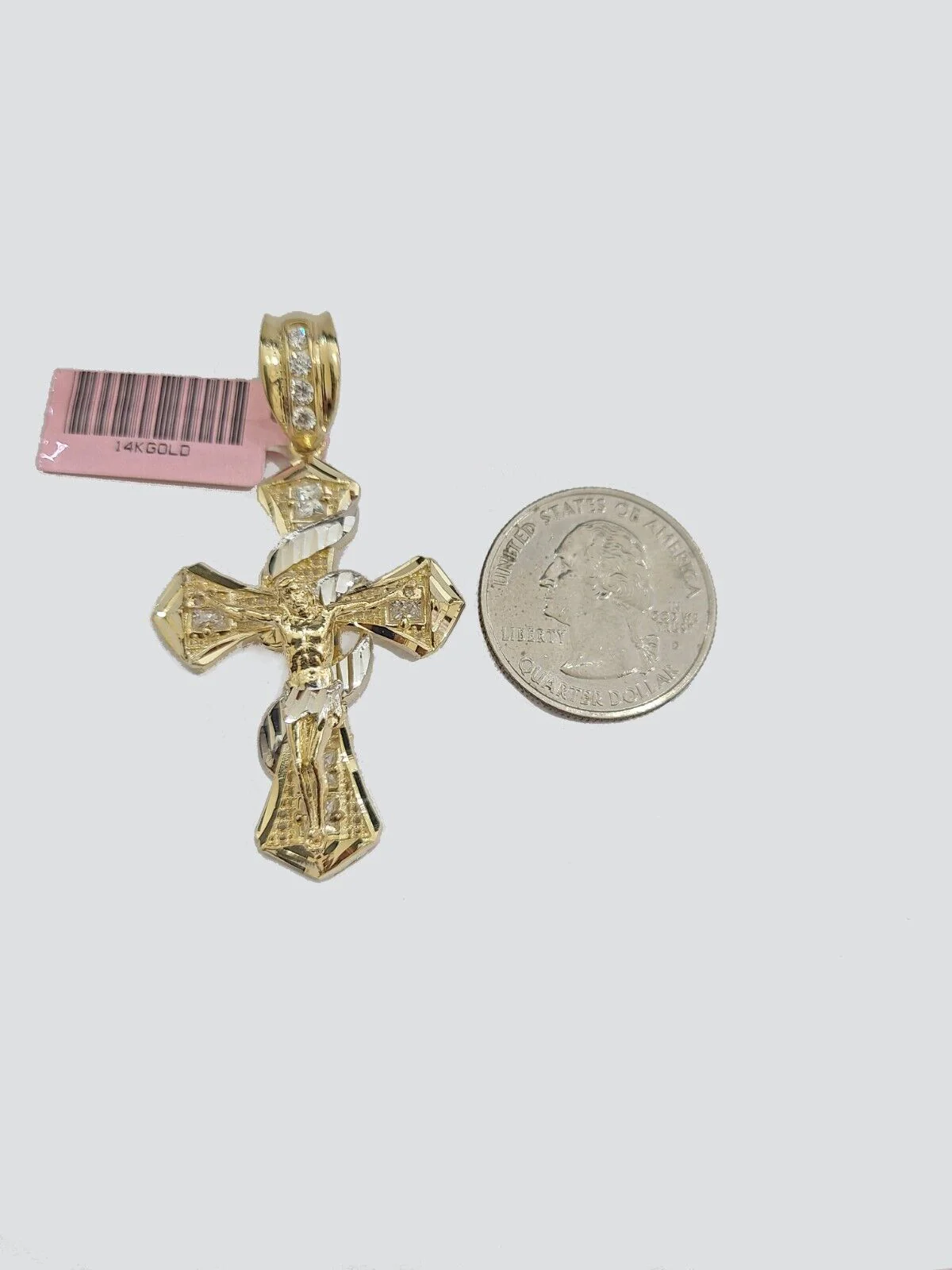 Real 14k Yellow Gold Rope Chain 5mm 18'' Necklace Jesus Cross Charm Pendant 14kt - Image 2