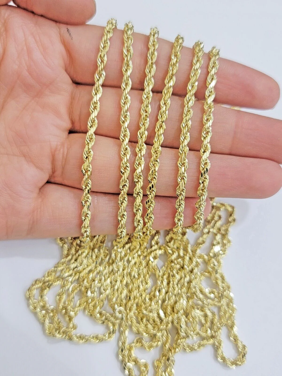 Real 14k Yellow Gold Rope chain necklace 2.5mm 3mm 4mm 5mm 18-26 Inch Men women - Image 3