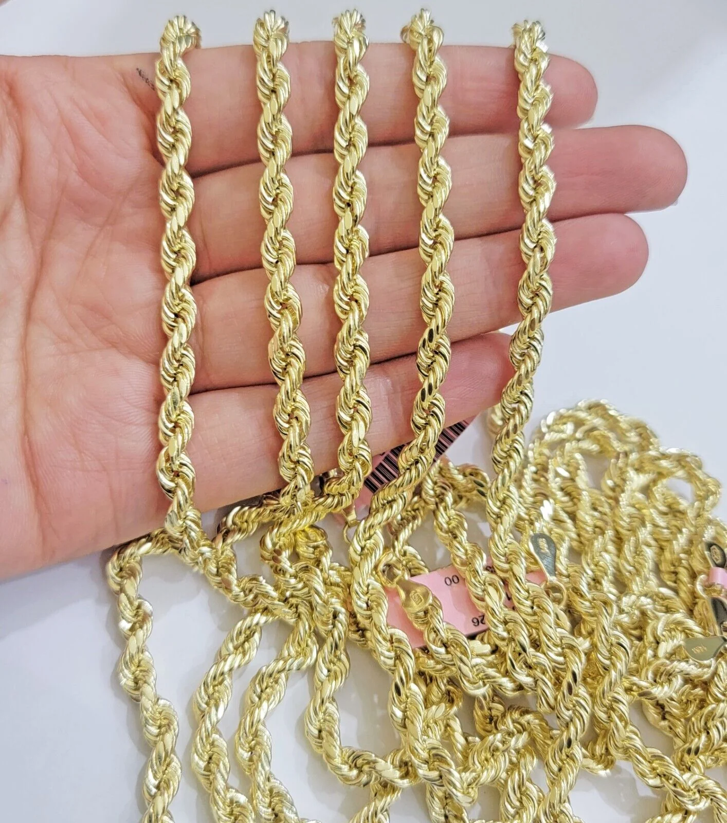 Real 14k Yellow Gold Rope chain necklace 2.5mm 3mm 4mm 5mm 18-26 Inch Men women - Image 6