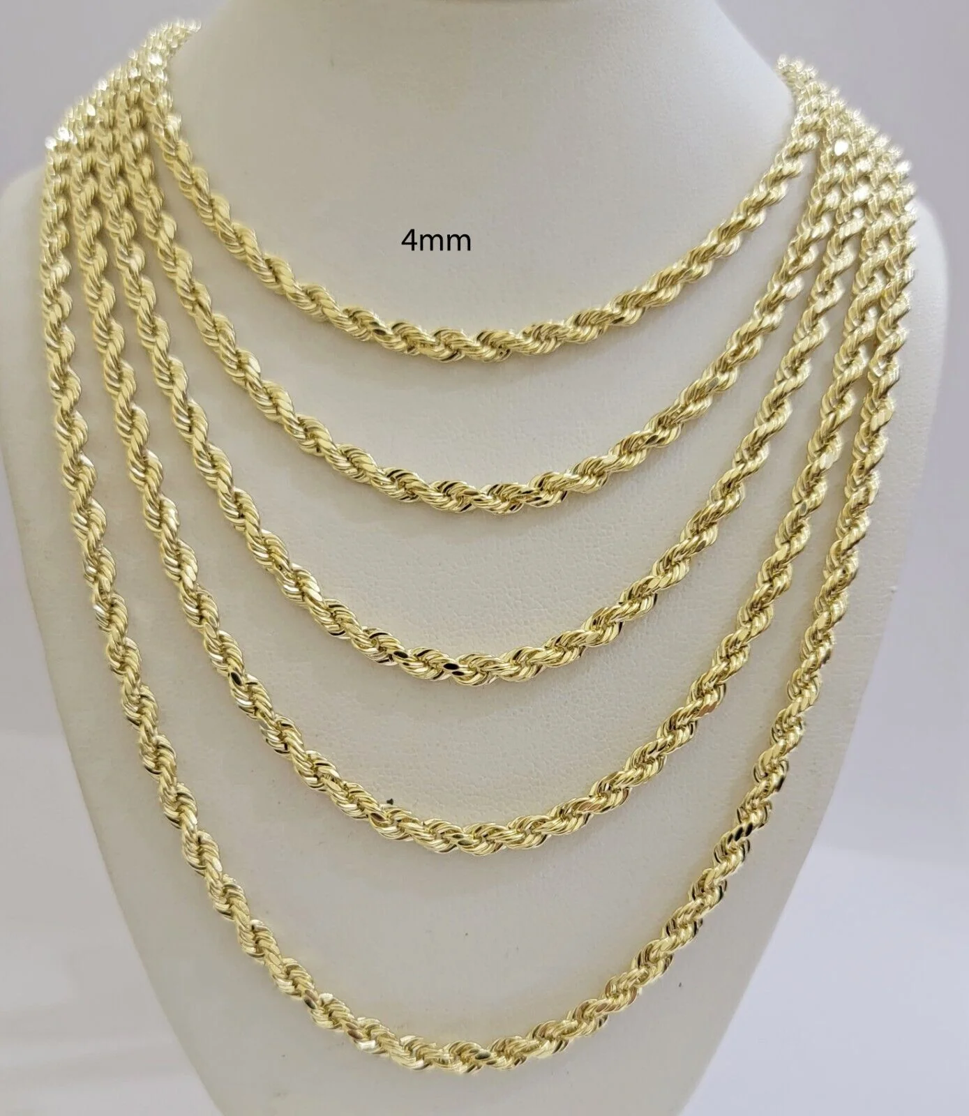 Real 14k Yellow Gold Rope chain necklace 2.5mm 3mm 4mm 5mm 18-26 Inch Men women - Image 8