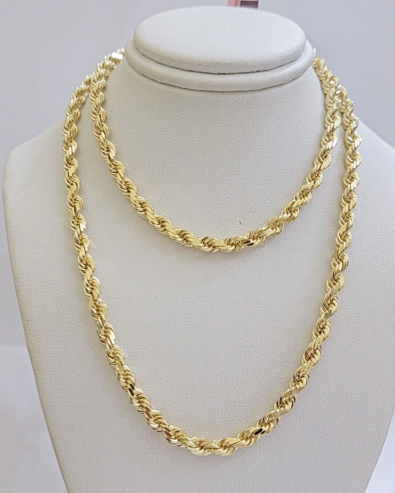 Real 14k Yellow Gold Rope Chain Necklace 24 Inch 4.5mm Diamond Cuts SOLID 14 KT - Image 2