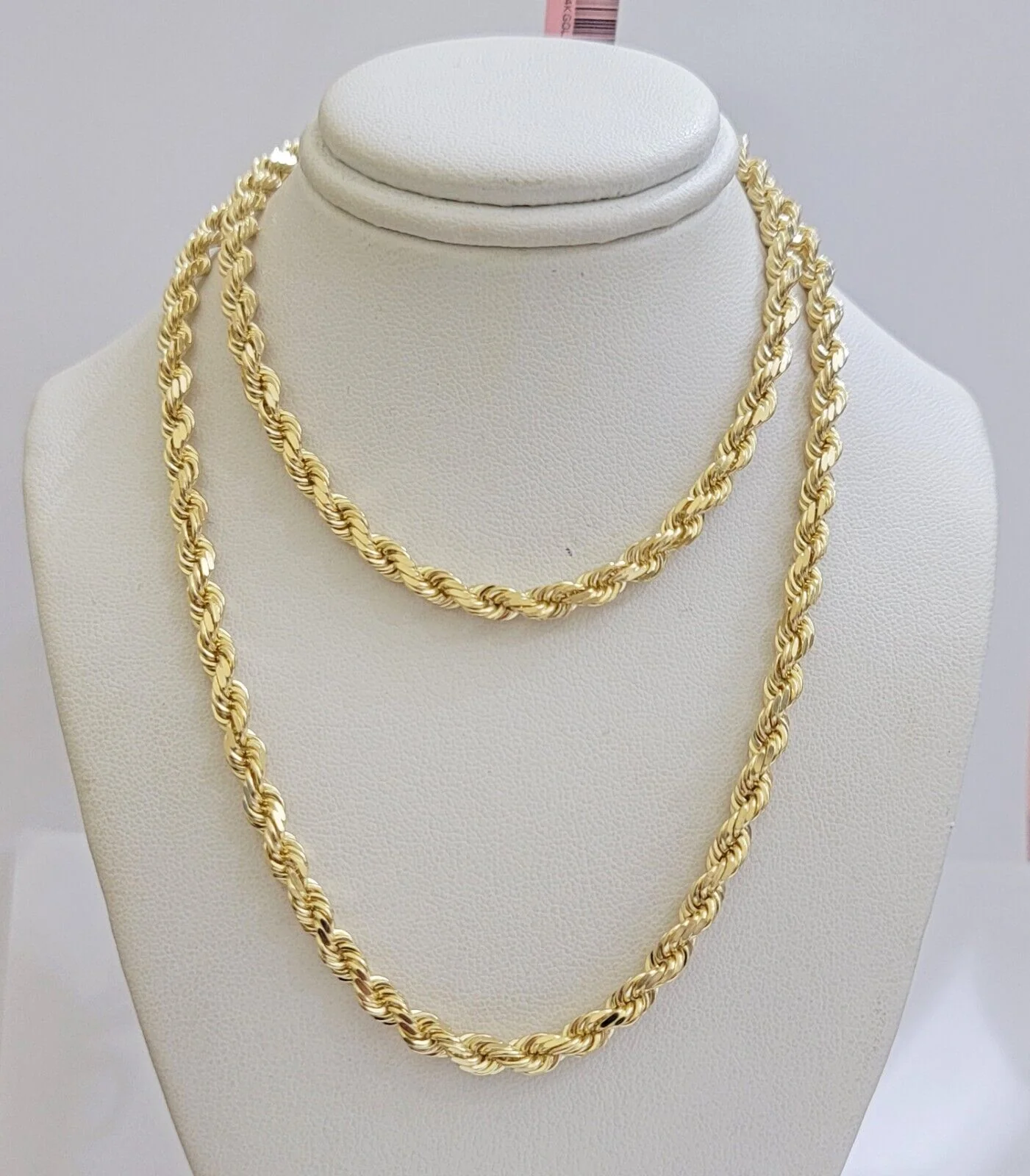 Real 14k Yellow Gold Rope Chain Necklace 24 Inch 4.5mm Diamond Cuts SOLID 14 KT - Image 7
