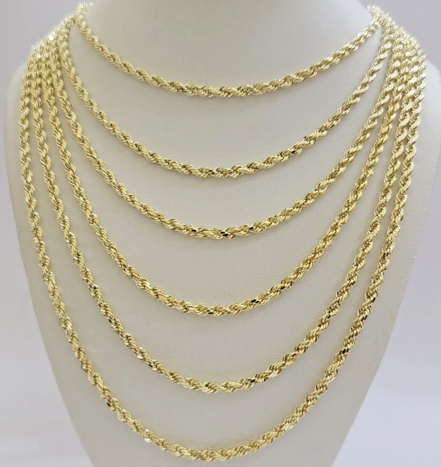 Real 14k Yellow Gold Rope Chain Necklace 28 Inch 3mm Diamond Cut Men Women SOLID - Image 2