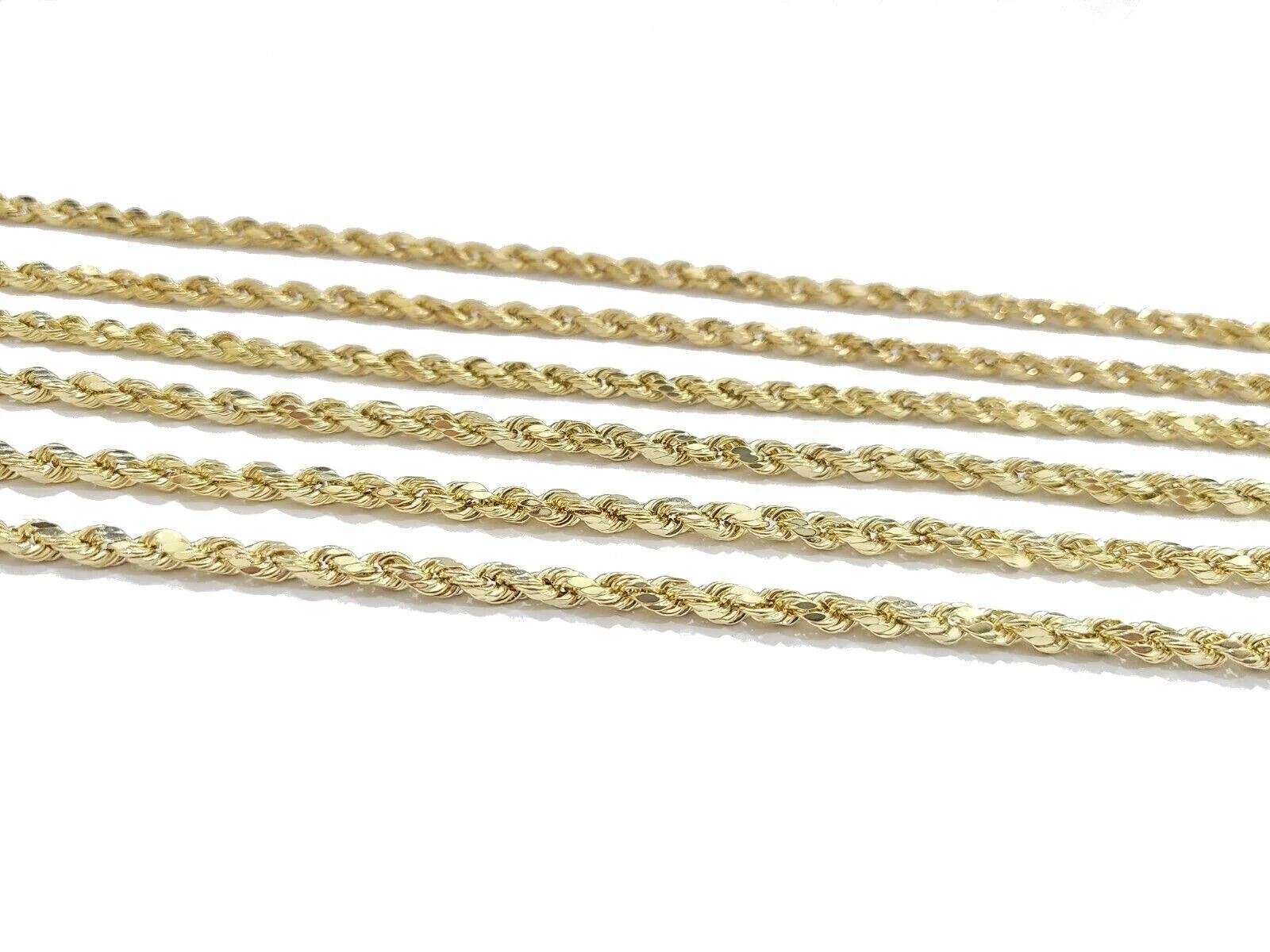 Real 14k Yellow Gold Rope Chain Necklace 3mm 18-26 Inch Diamond Cut 14kt - Image 7