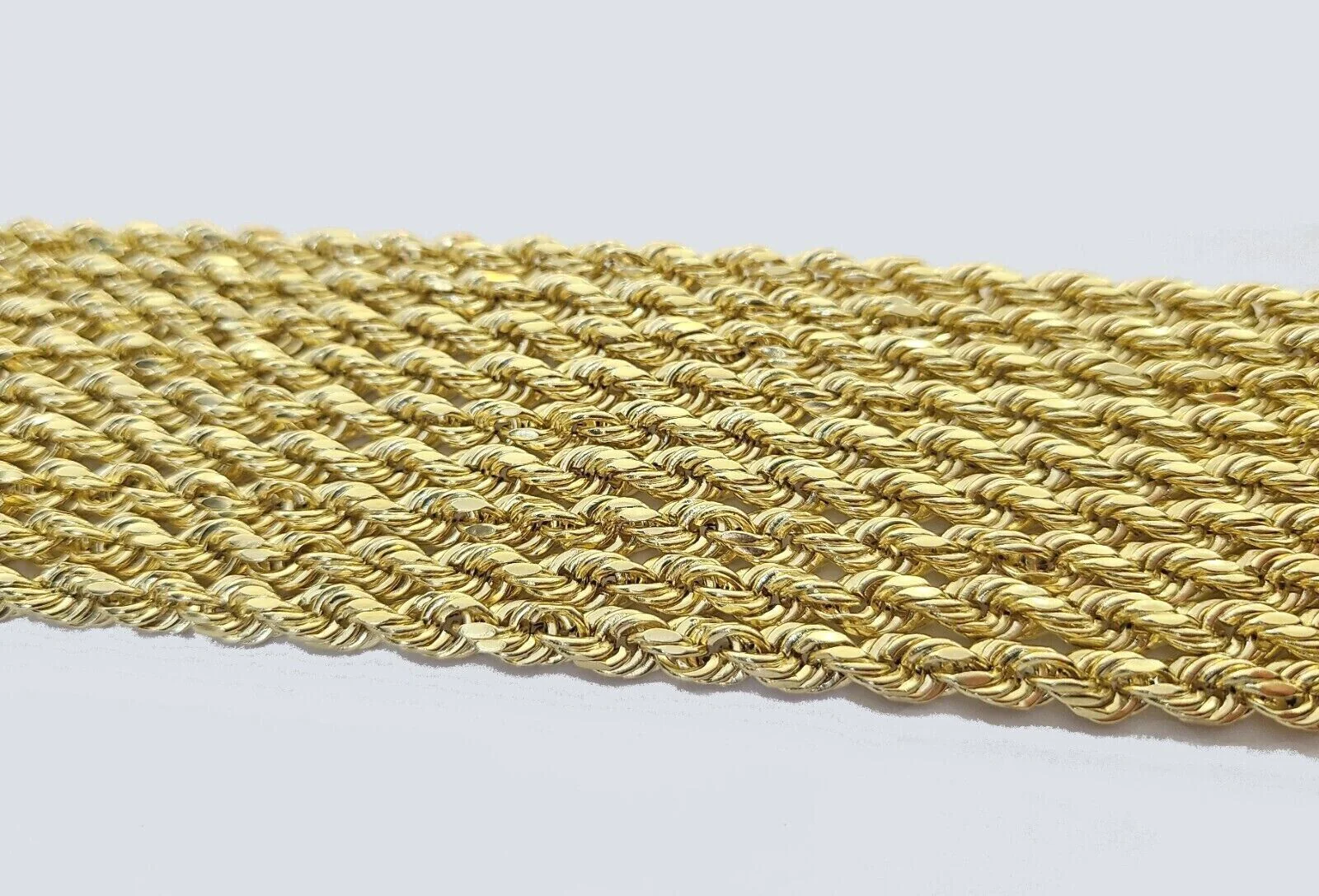 Real 14k Yellow Gold Rope Chain Necklace 3mm 18-26 Inch Diamond Cut 14kt - Image 9