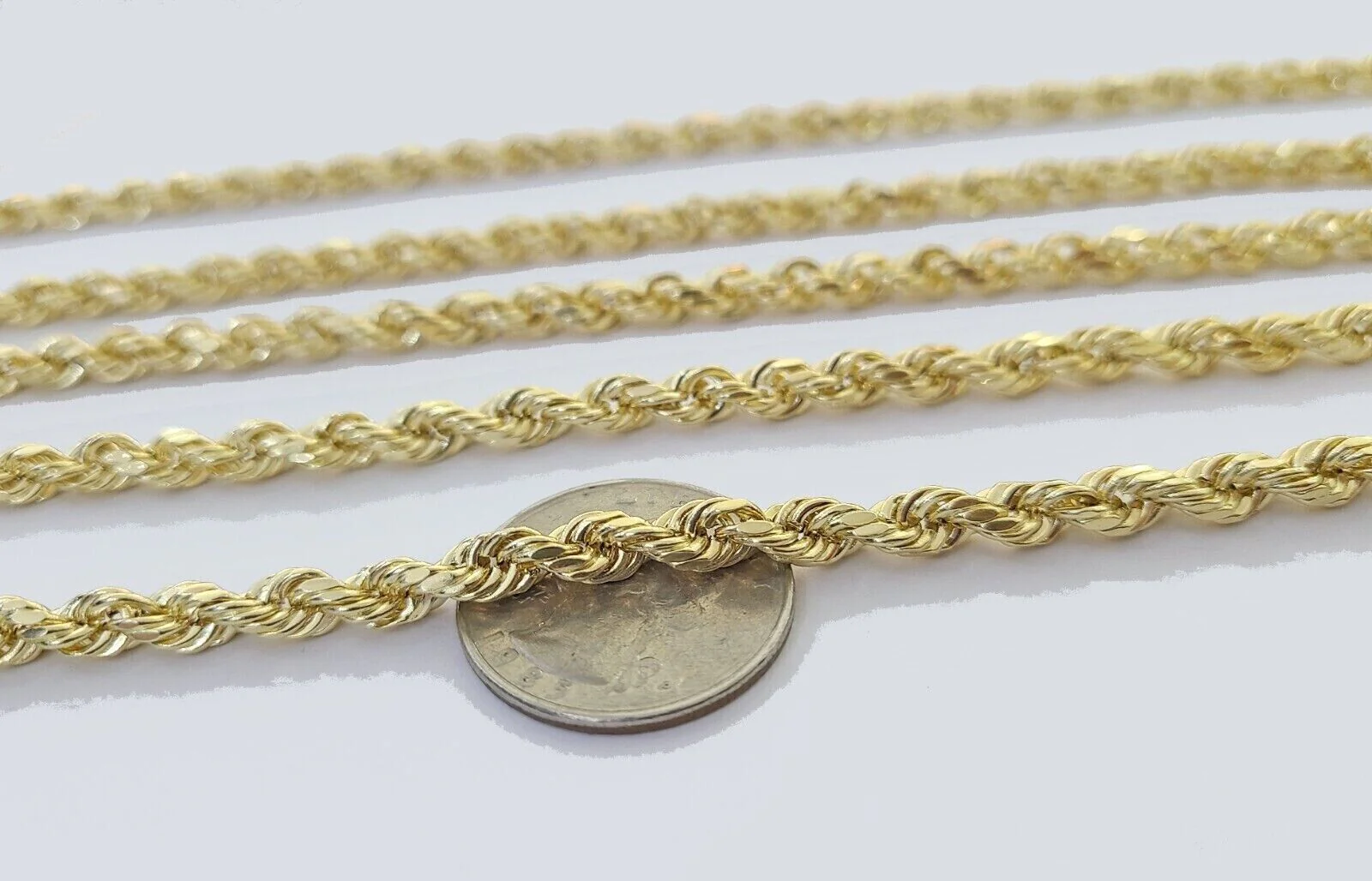 Real 14k Yellow Gold Rope Chain Necklace 4mm 18-30 Inch Diamond Cut 14kt - Image 7