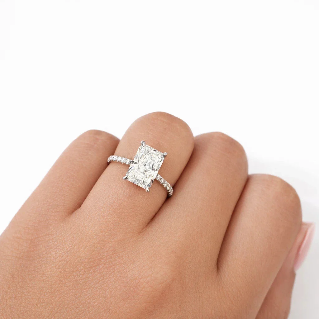 Real 14k Yellow Gold White Diamond Ring Square Lab Diamond Mens Genuine