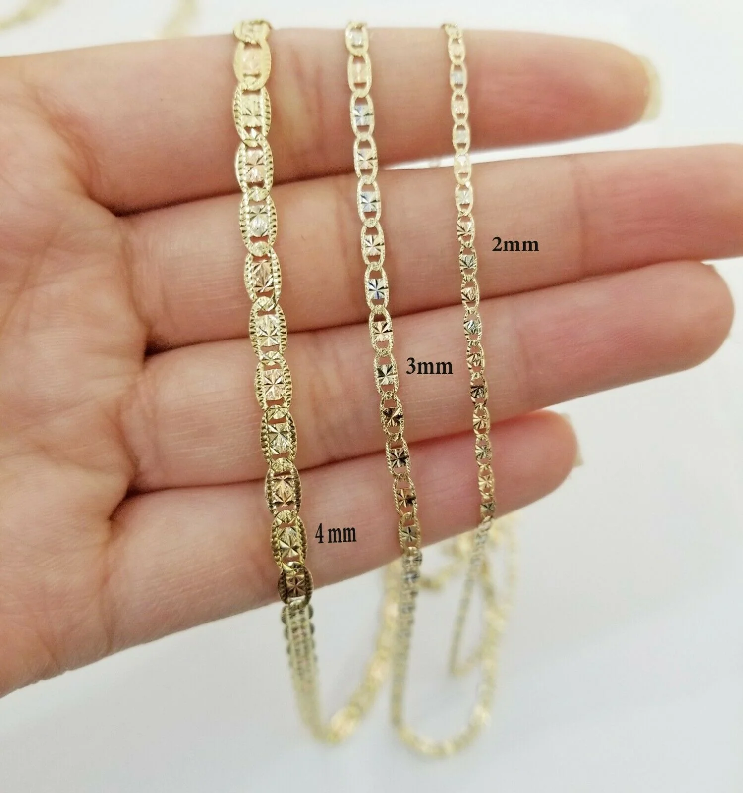 REAL 14kt Gold Necklace Ladies chain 2mm 3mm 4mm 18"-26" Diamond cuts Women - Image 3