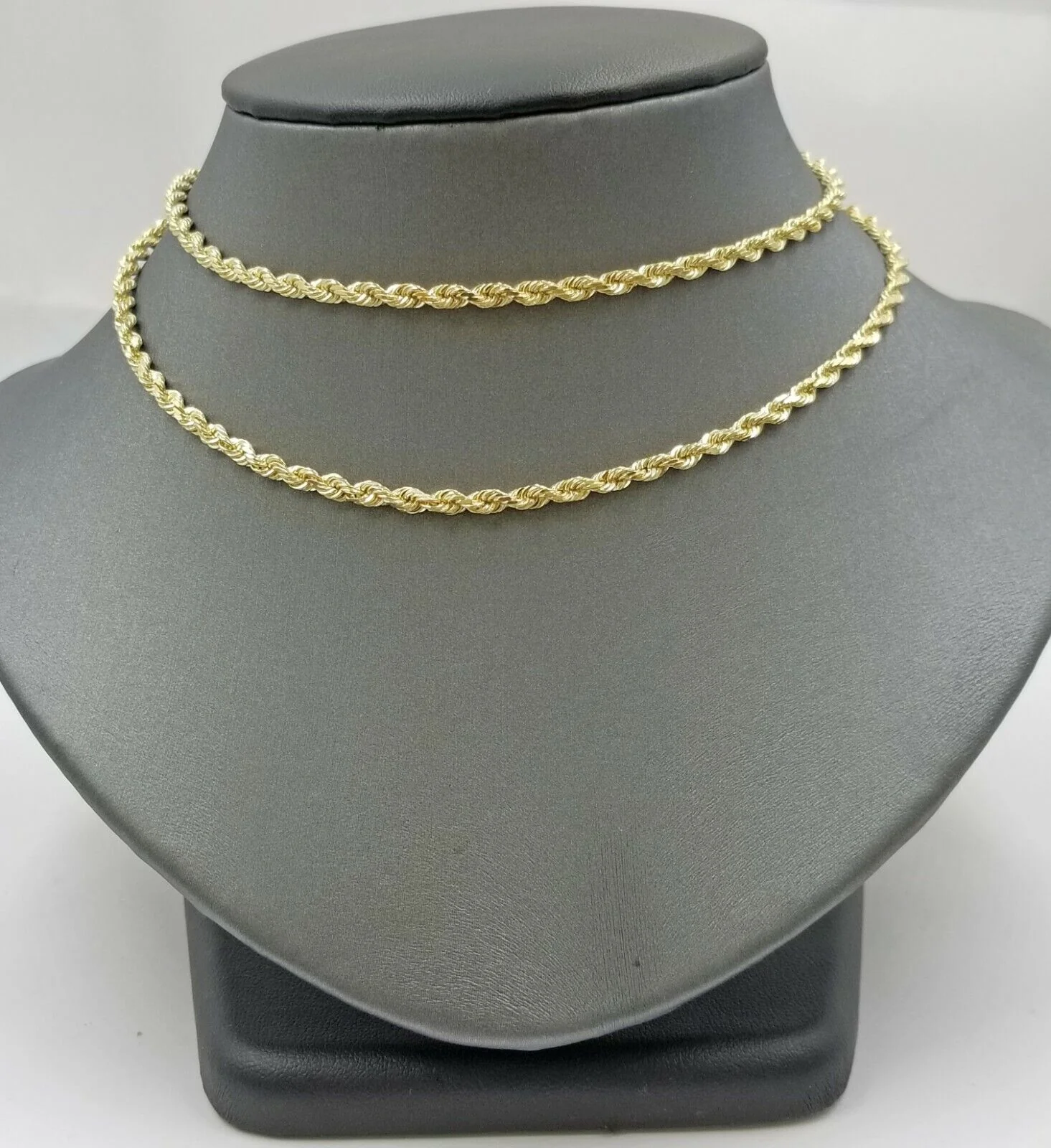 Real 14KT SOLID Yellow Gold 4mm Rope Chain Diamond Cut 18" Inches Lobster Lock - Image 4