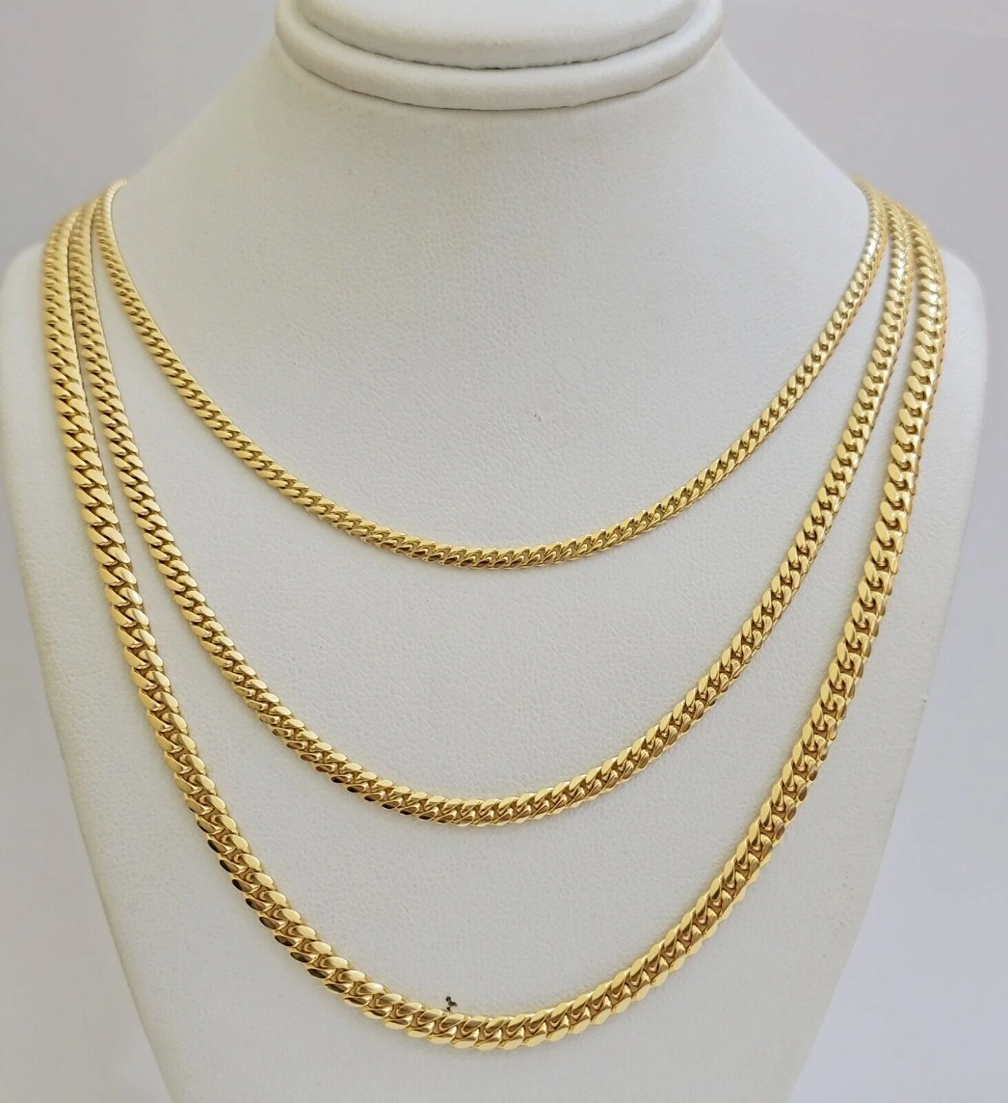 Real 18k Gold Chain Necklace Miami Cuban Link 2.5-4mm 18-26 Inch SOLID Men Women - Image 10