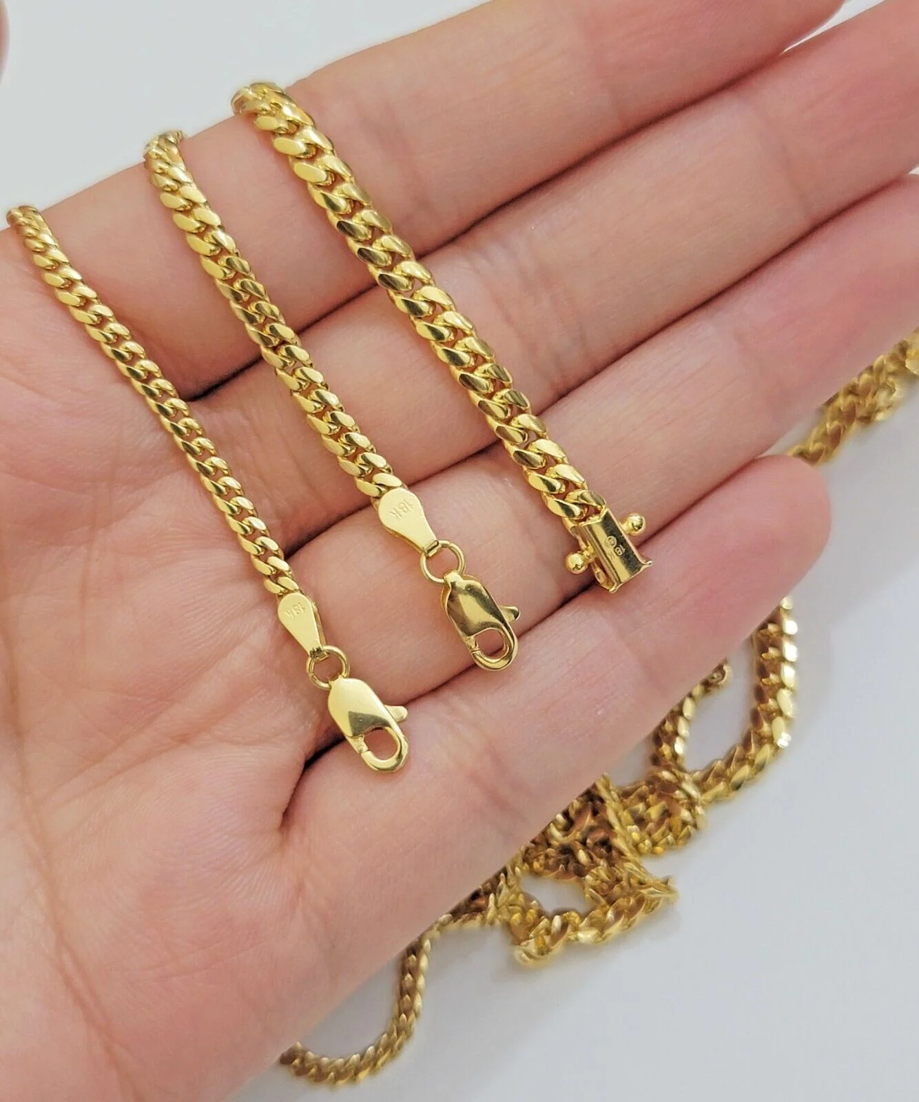 Real 18k Gold Chain Necklace Miami Cuban Link 2.5-4mm 18-26 Inch SOLID Men Women - Image 11