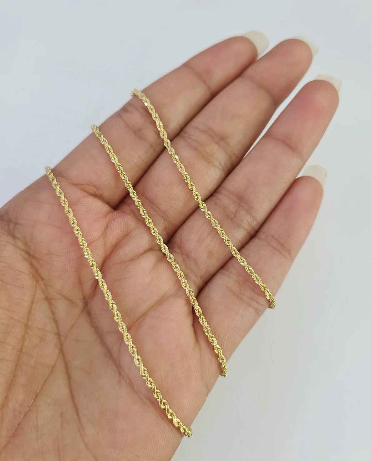 Real 18k Rope Chain Necklace 22 Inches 1mm Yellow Gold Men Women 18KT SOLID - Image 2