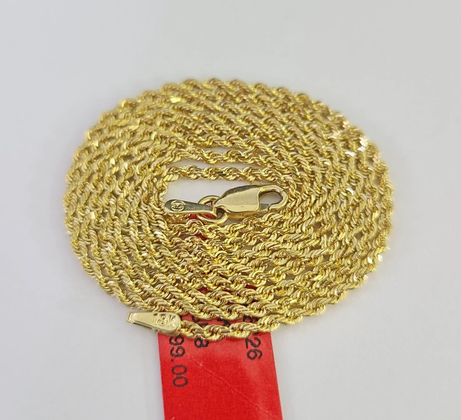 Real 18k Rope Chain Necklace 22 Inches 1mm Yellow Gold Men Women 18KT SOLID - Image 7