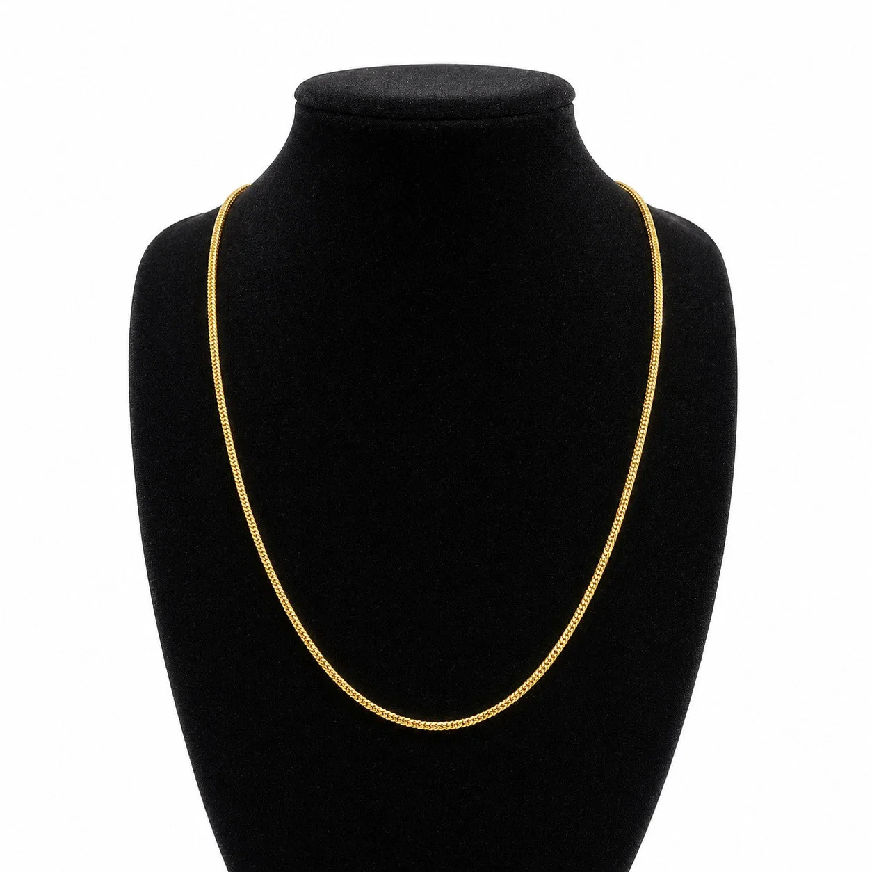 Real 18K Yellow Gold Franco Link Chain Choker Necklace 1mm 22 Inch Women - Image 2