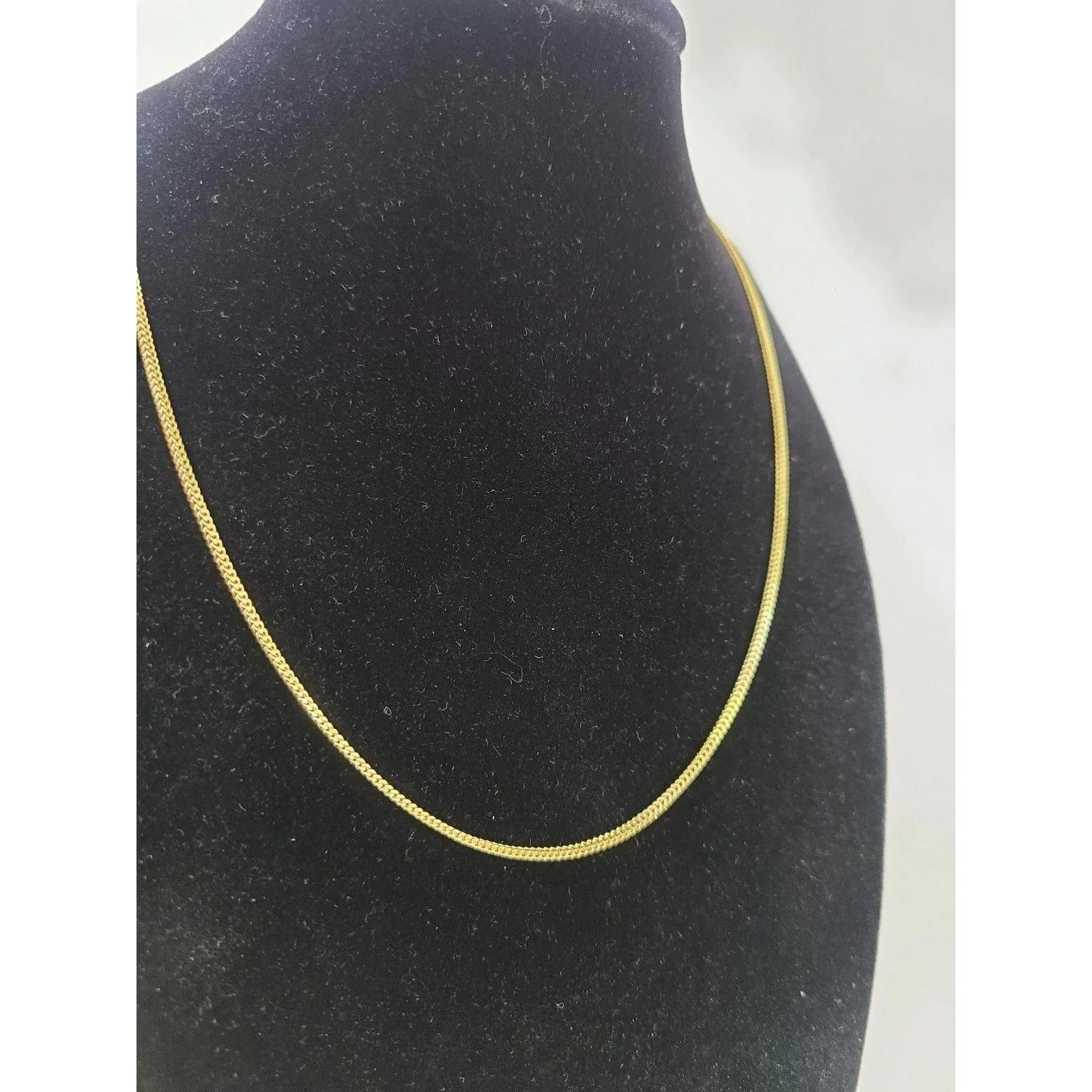 Real 18K Yellow Gold Franco Link Chain Choker Necklace 1mm 22 Inch Women - Image 6