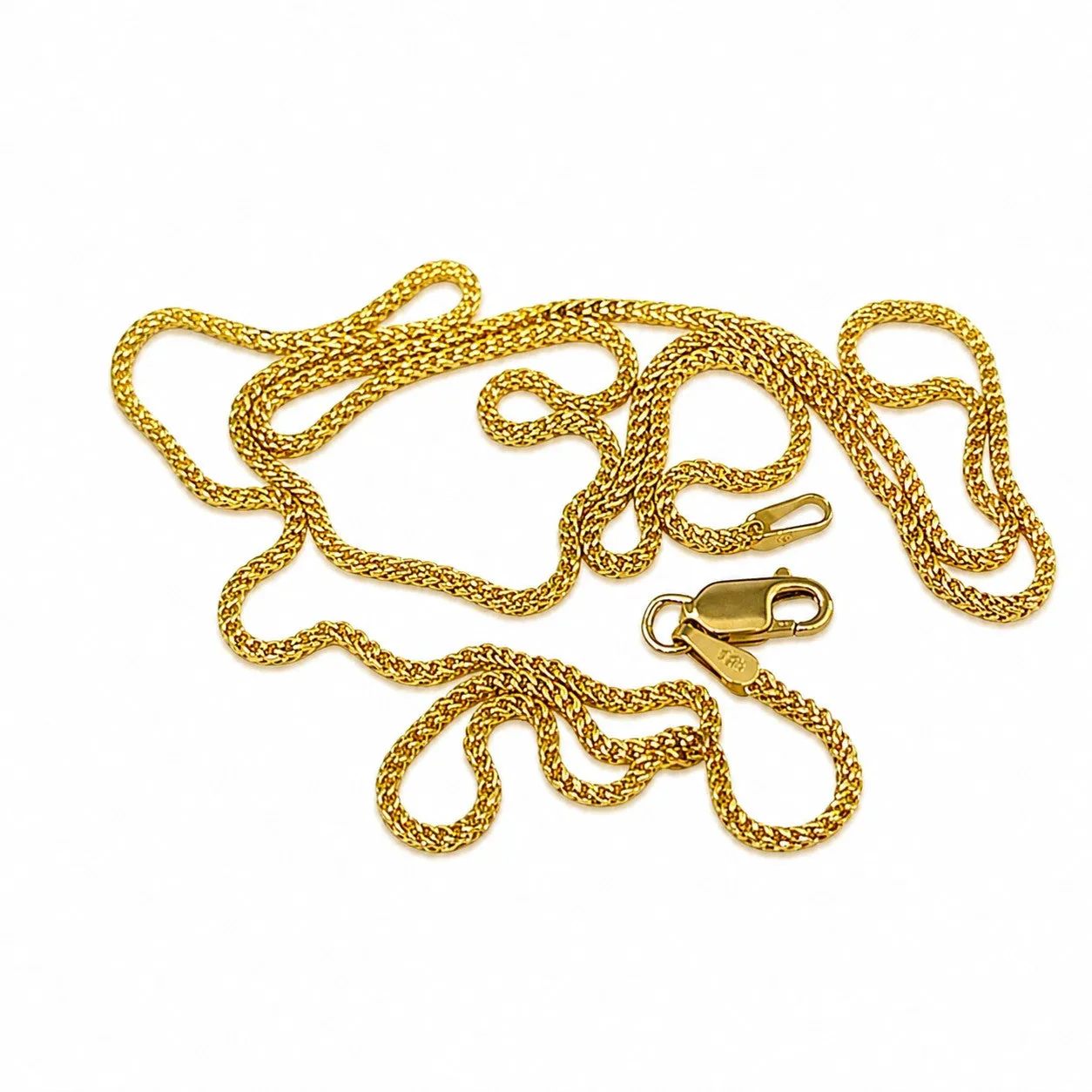 Real 18K Yellow Gold Franco Link Chain Choker Necklace 1mm 22 Inch Women - Image 7