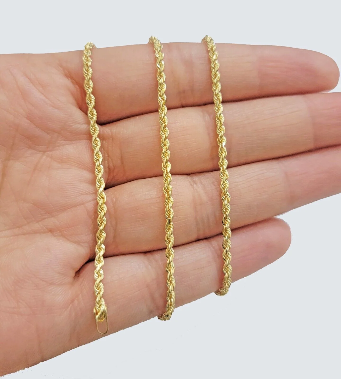 Real 18k Yellow Gold Rope chain necklace 2mm 16-24 Inch Men women SOLID HEAVY - Image 3