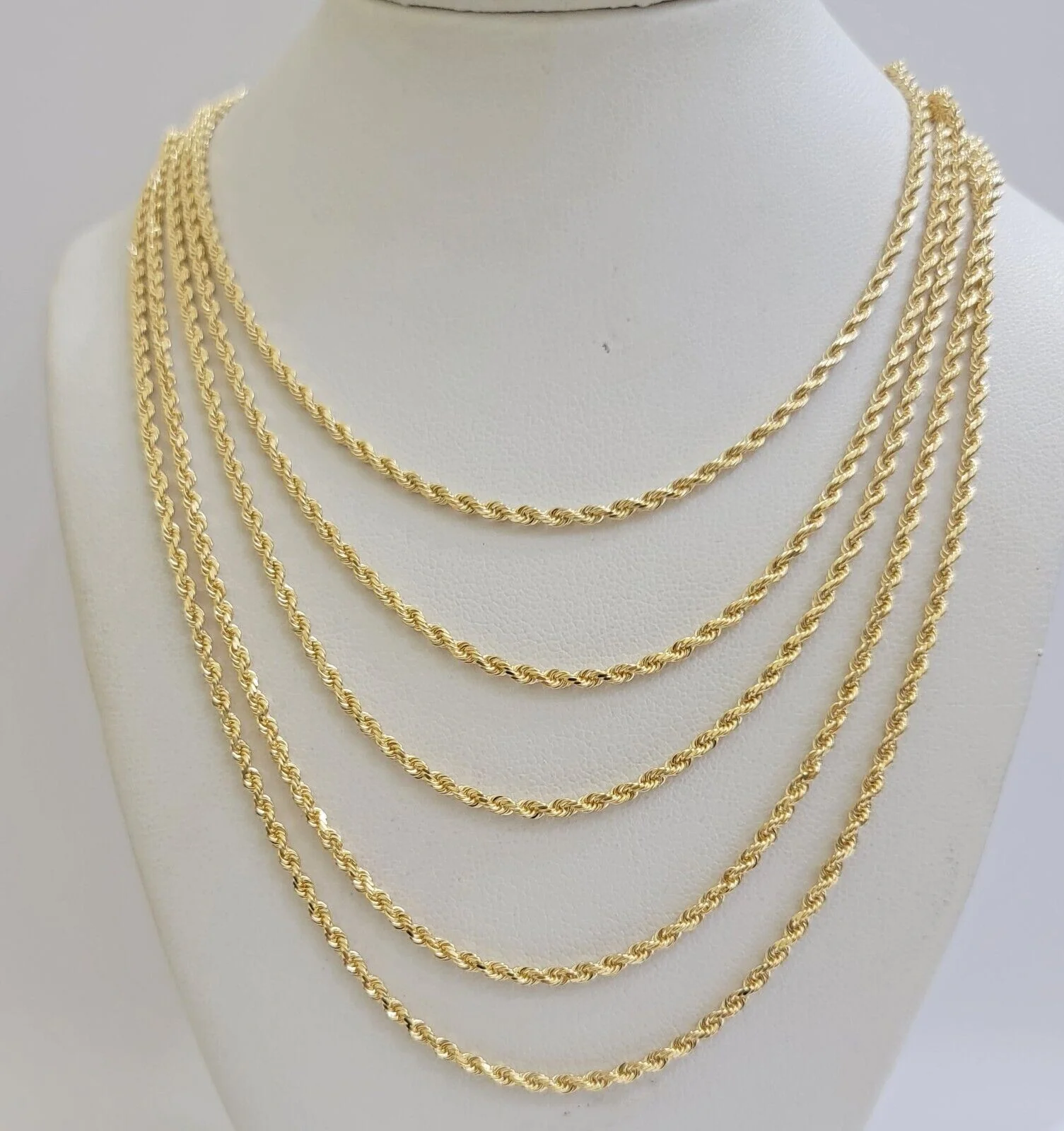 Real 18k Yellow Gold Rope chain necklace 2mm 16-24 Inch Men women SOLID HEAVY - Image 7