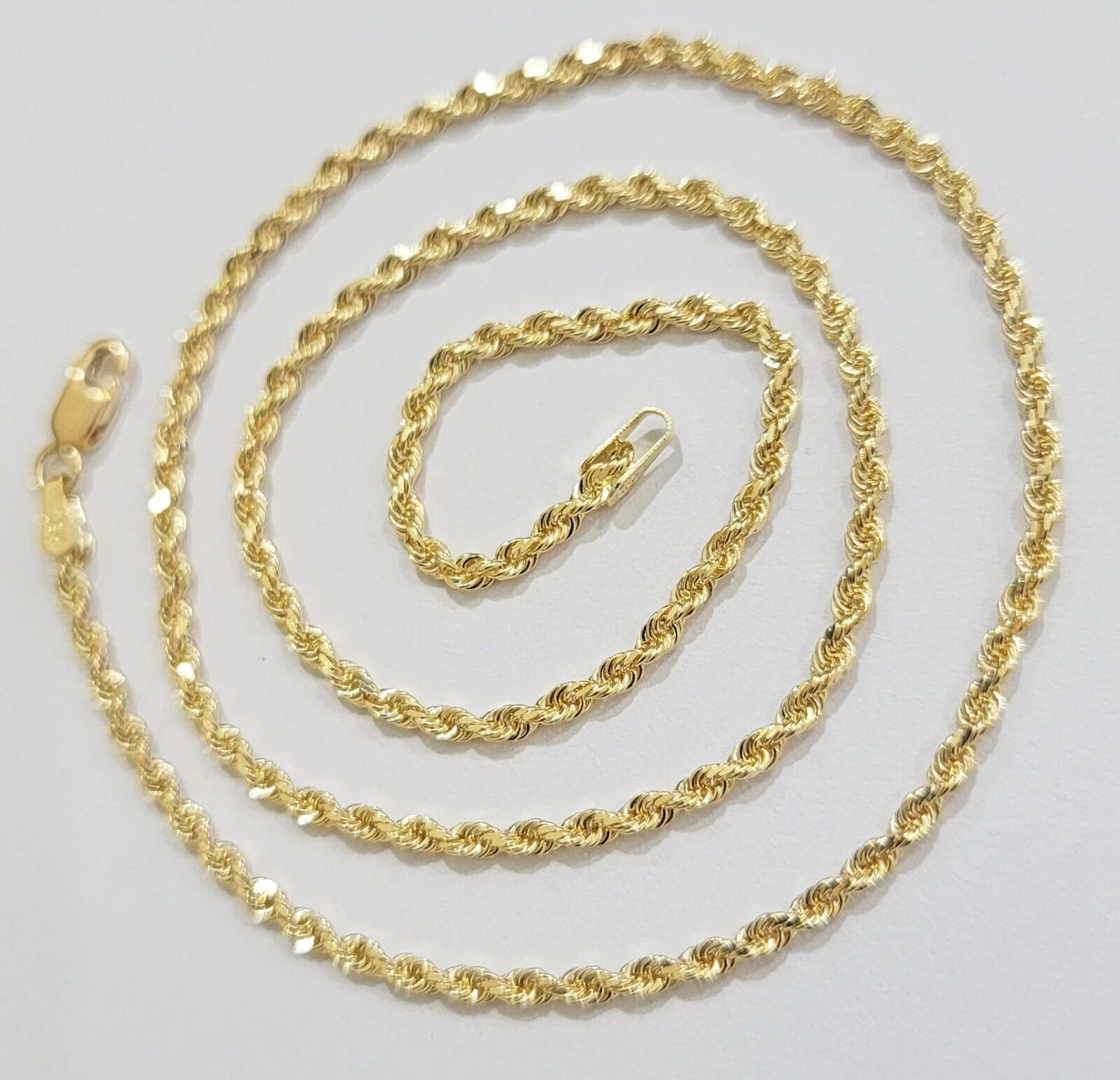 Real 18k Yellow Gold Rope Chain Necklace 2mm 18 Inch Ladies Women Solid 18 KT - Image 3