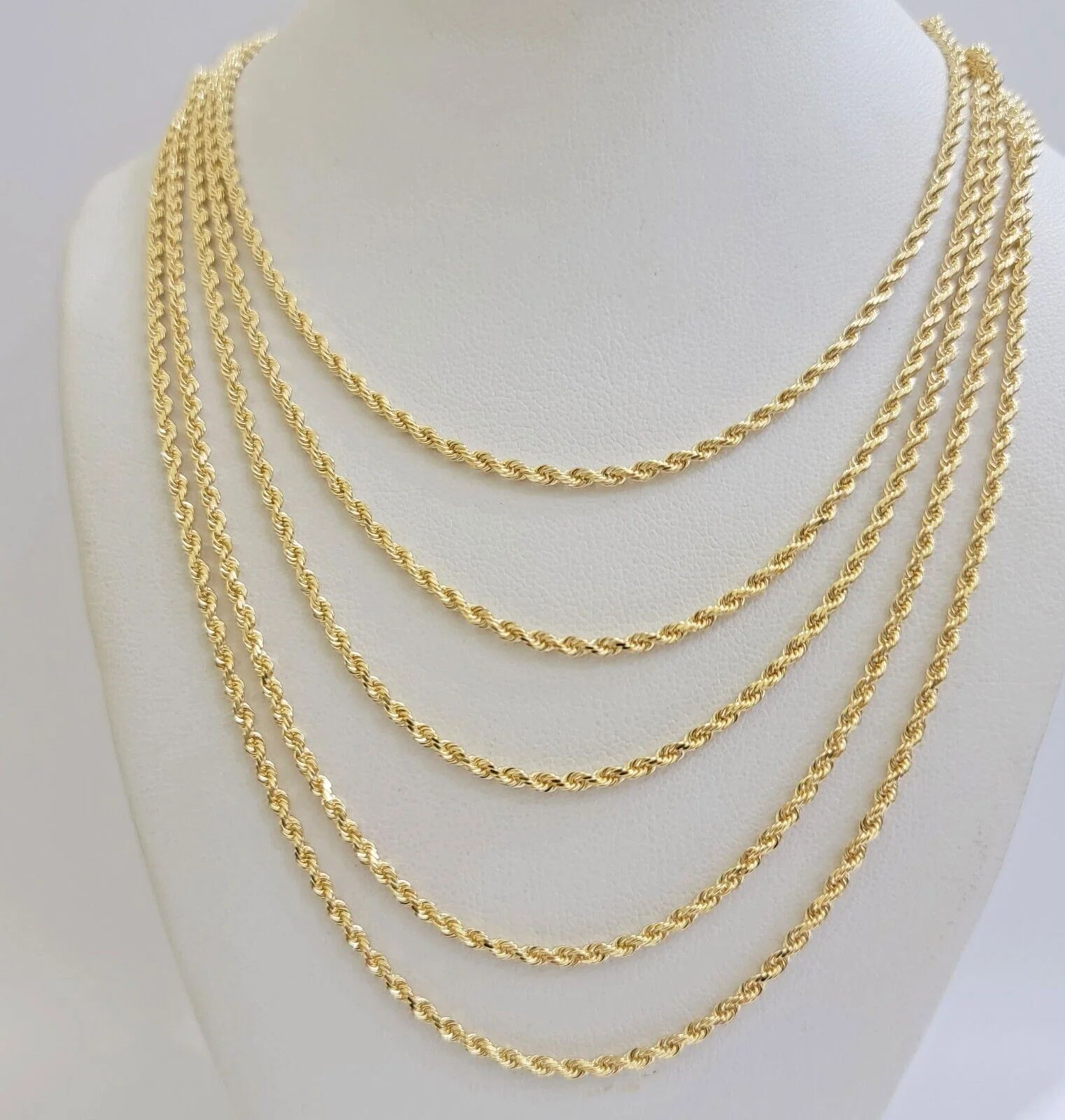 Real 18k Yellow Gold Rope Chain Necklace 2mm 18 Inch Ladies Women Solid 18 KT - Image 4