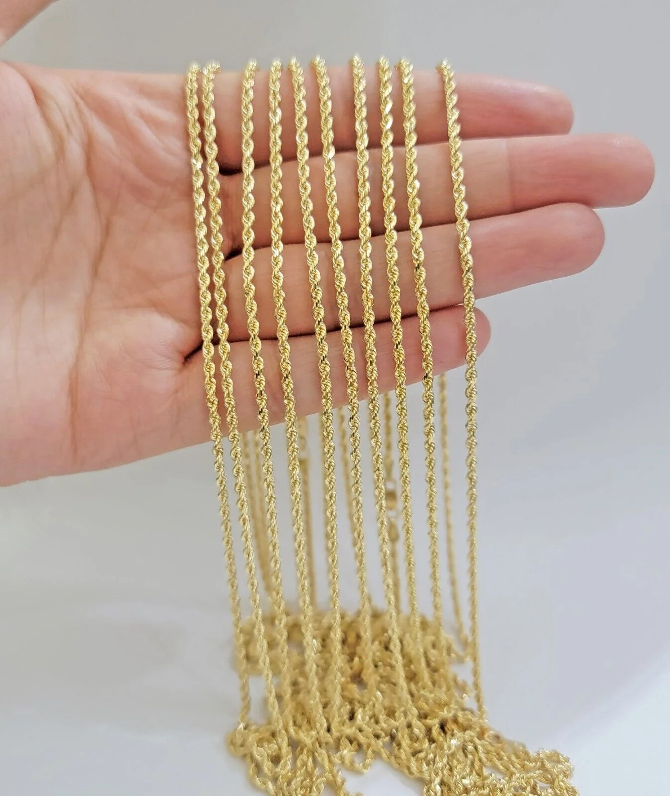 Real 18k Yellow Gold Rope Chain Necklace 2mm 18 Inch Ladies Women Solid 18 KT - Image 5