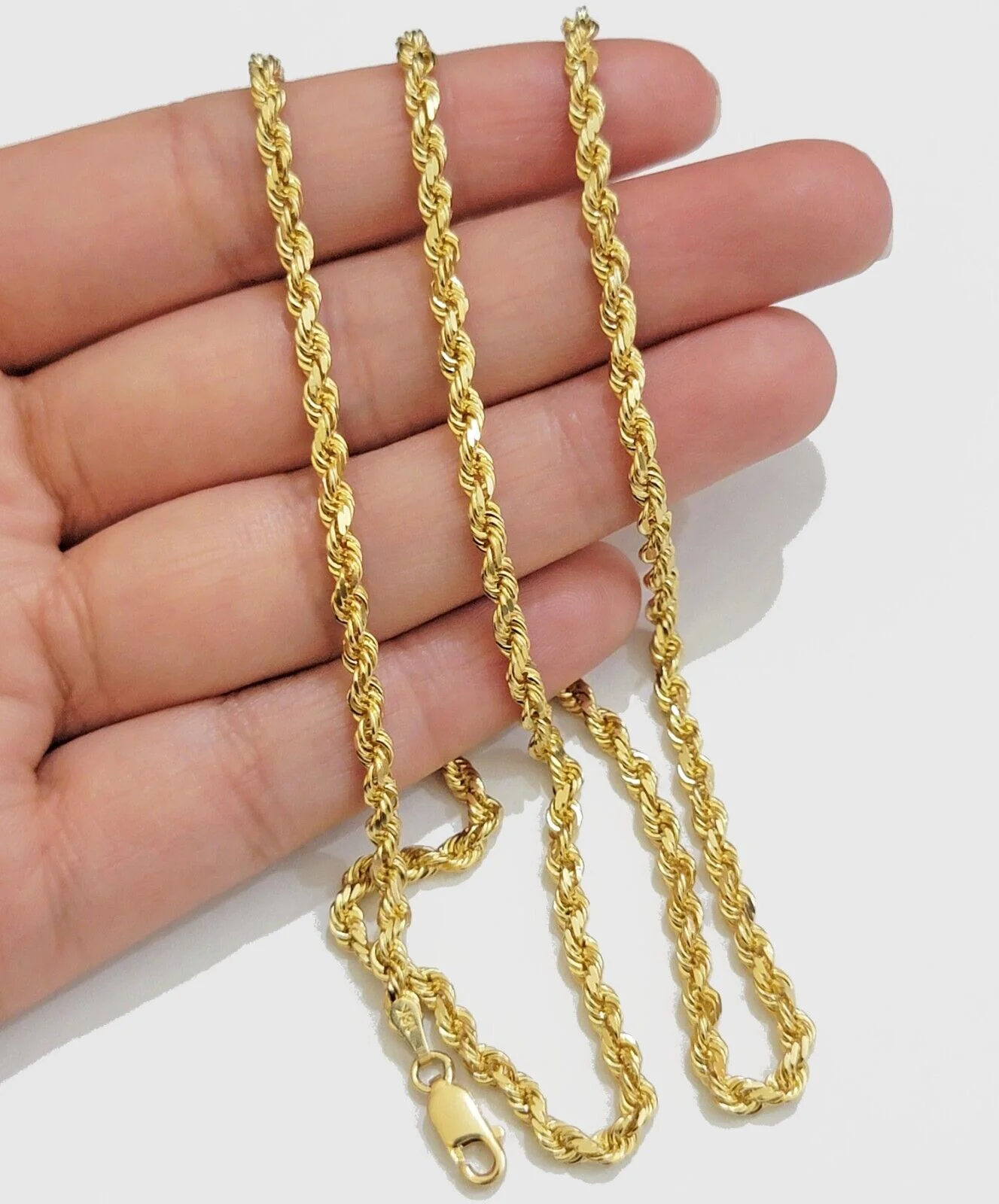 REAL 18k Yellow Gold Rope Chain Necklace SOLID 18-26 Inch 3mm 18kt Men's , Women - Image 9