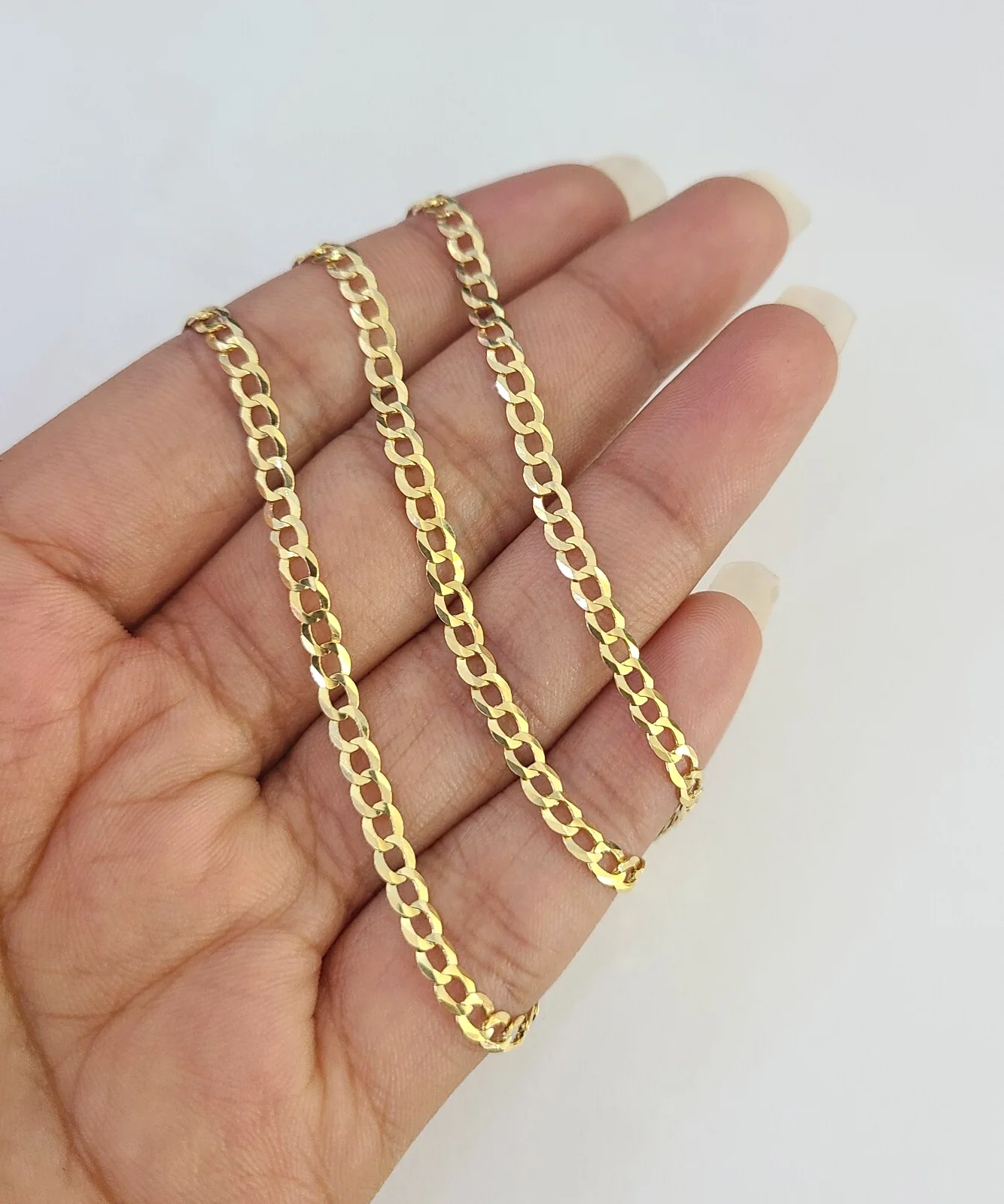 Real 18kt Cuban Curb Chain Necklace 3mm 22 Inch Yellow Gold Men Women SOLID - Image 4
