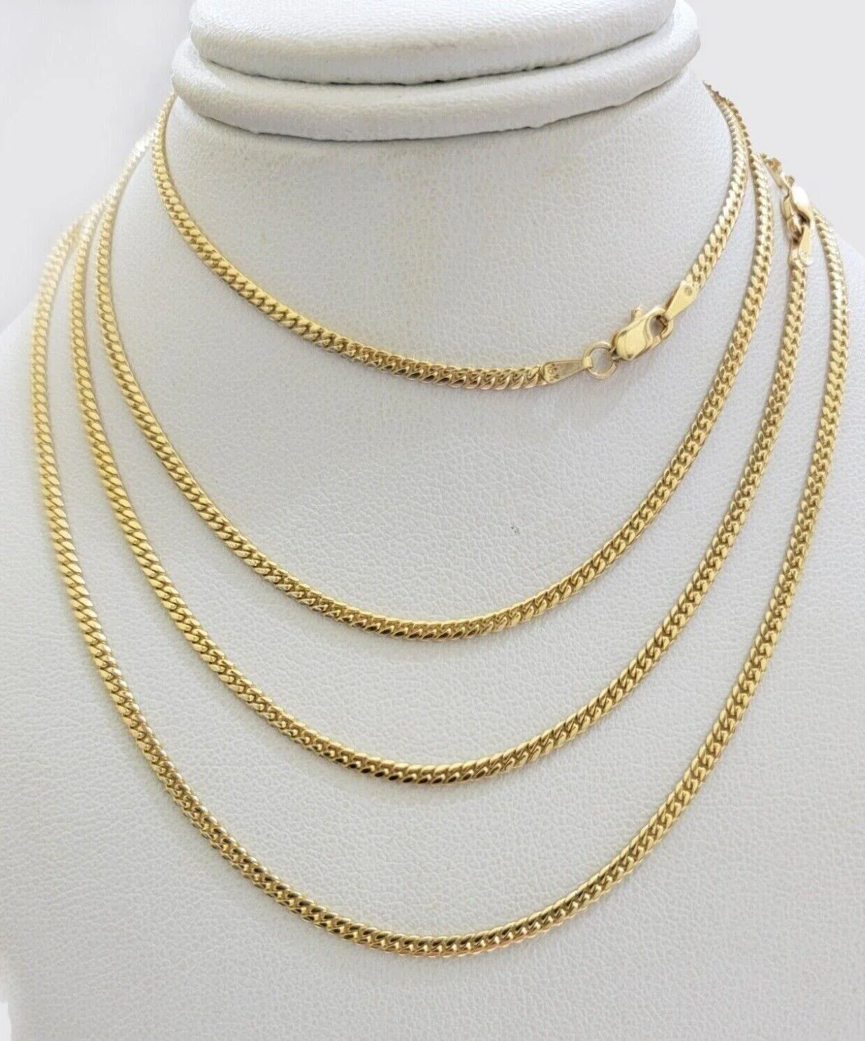 Real 18kt Yellow Gold Miami Cuban Chain Necklace 3mm 18 Inch Men Women SOLID NEW - Image 4