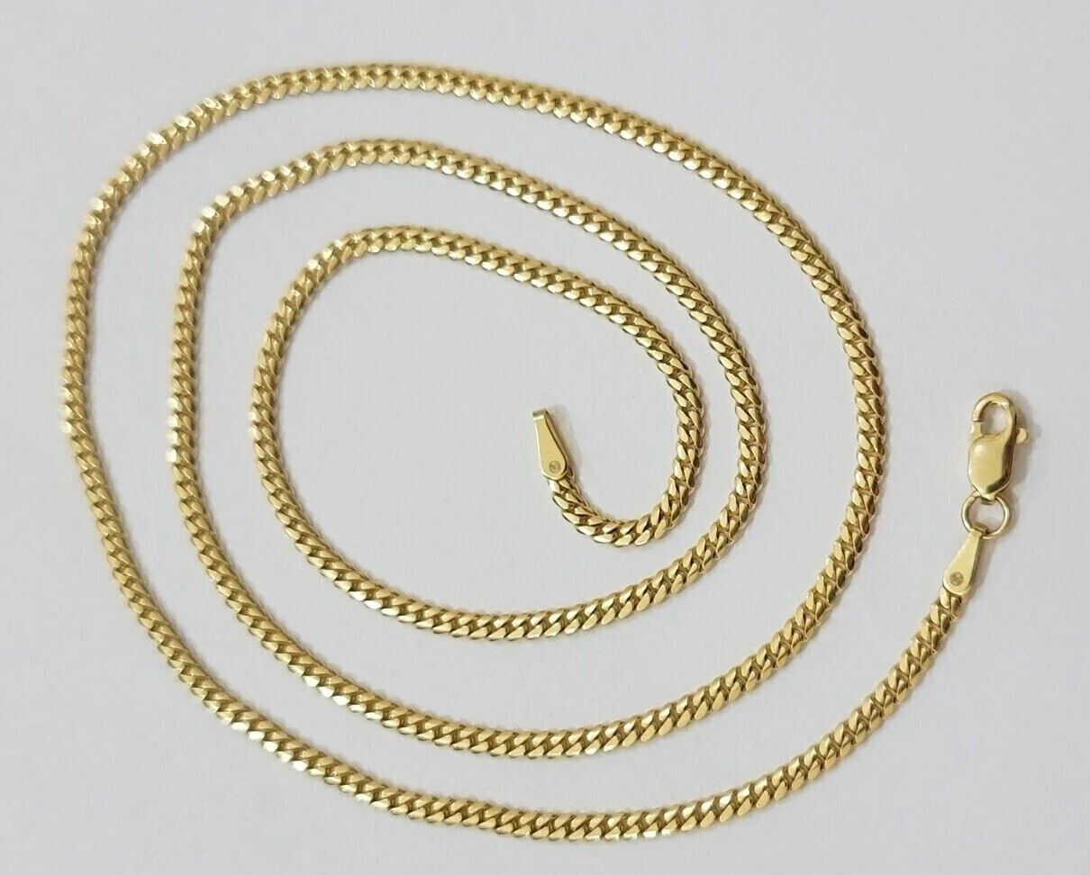 Real 18kt Yellow Gold Miami Cuban Chain Necklace 3mm 22 Inch Men Women SOLID NEW - Image 2