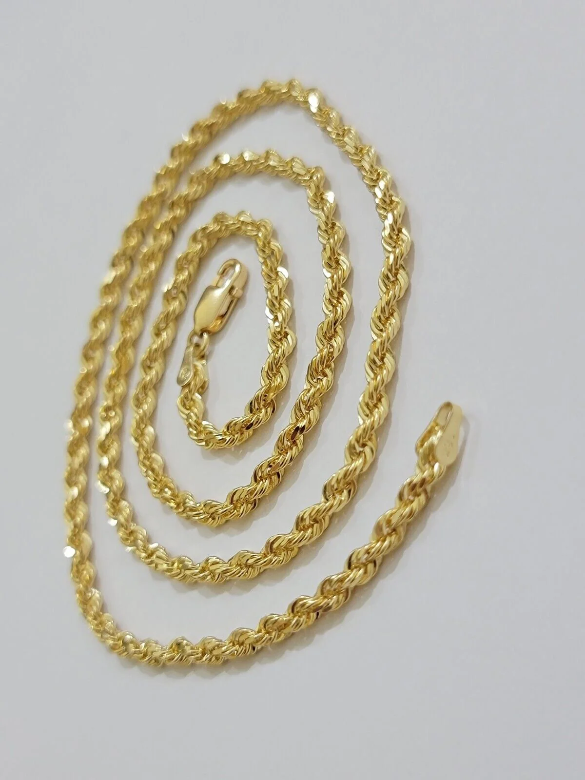 Real 18kt Yellow Gold Rope chain necklace 3mm 18 Inch Men women SOLID HEAVY SALE - Image 11