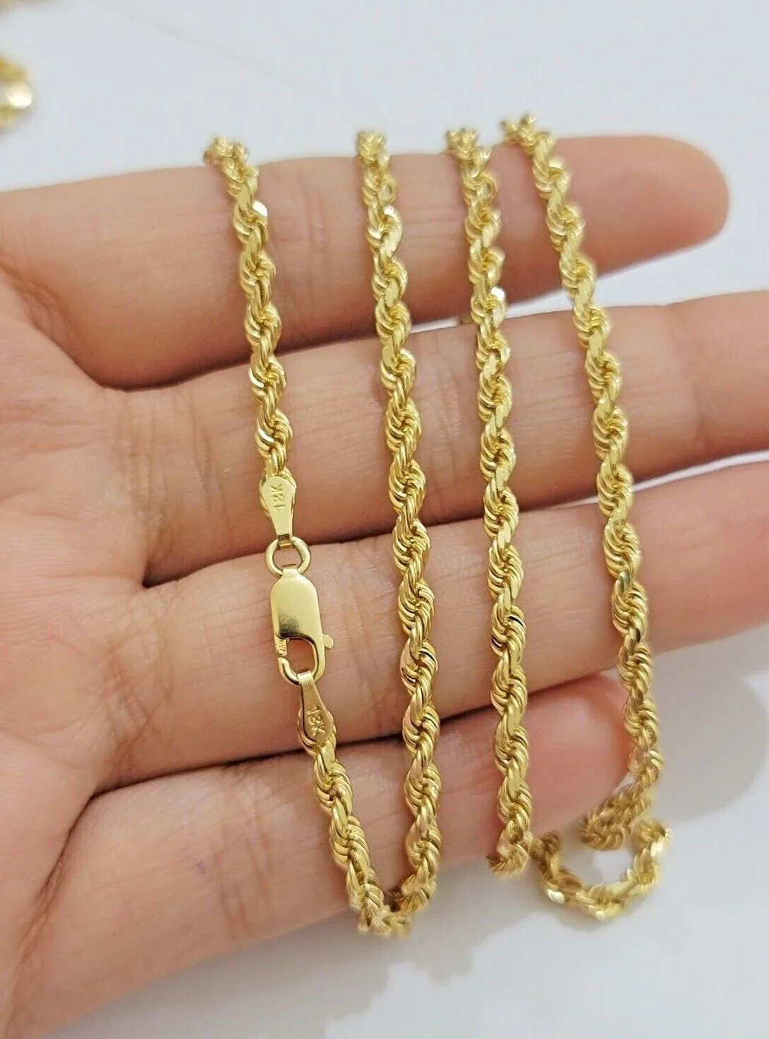 Real 18kt Yellow Gold Rope Chain Necklace 3mm 20' Inch Men Women SOLID HEAVY 18k - Image 6
