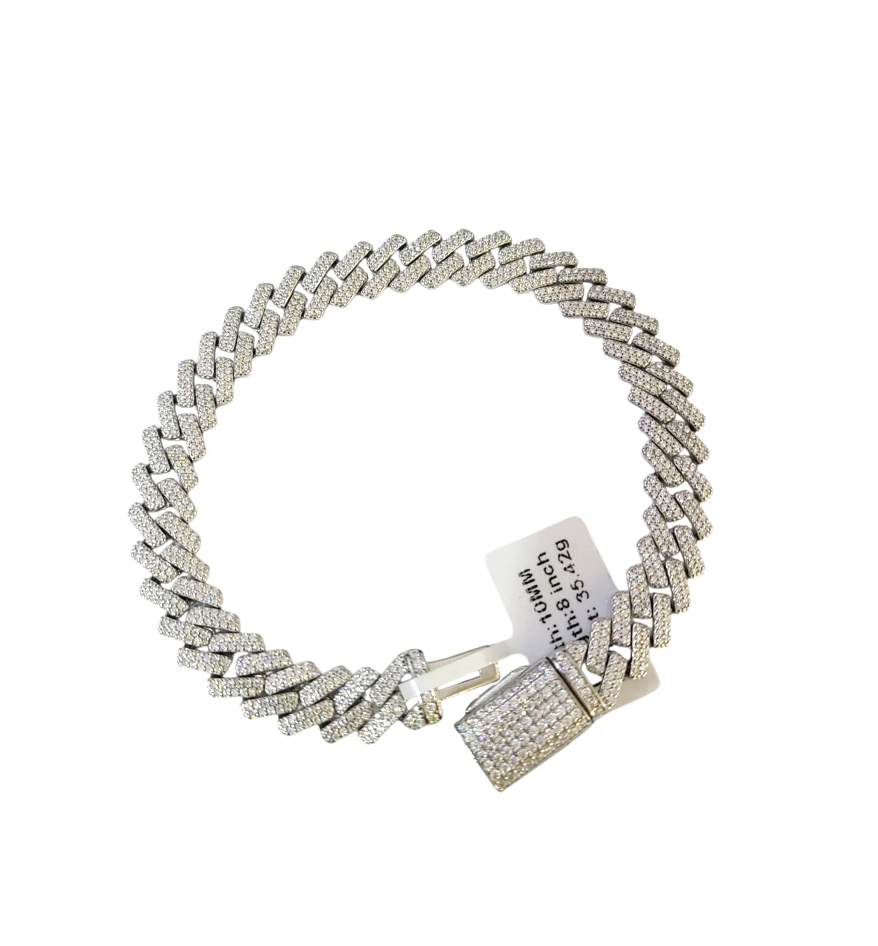 Moissanite Bracelet Cuban Link Style Real 925 Silver 8 Inch 10mm Women Men - Image 3
