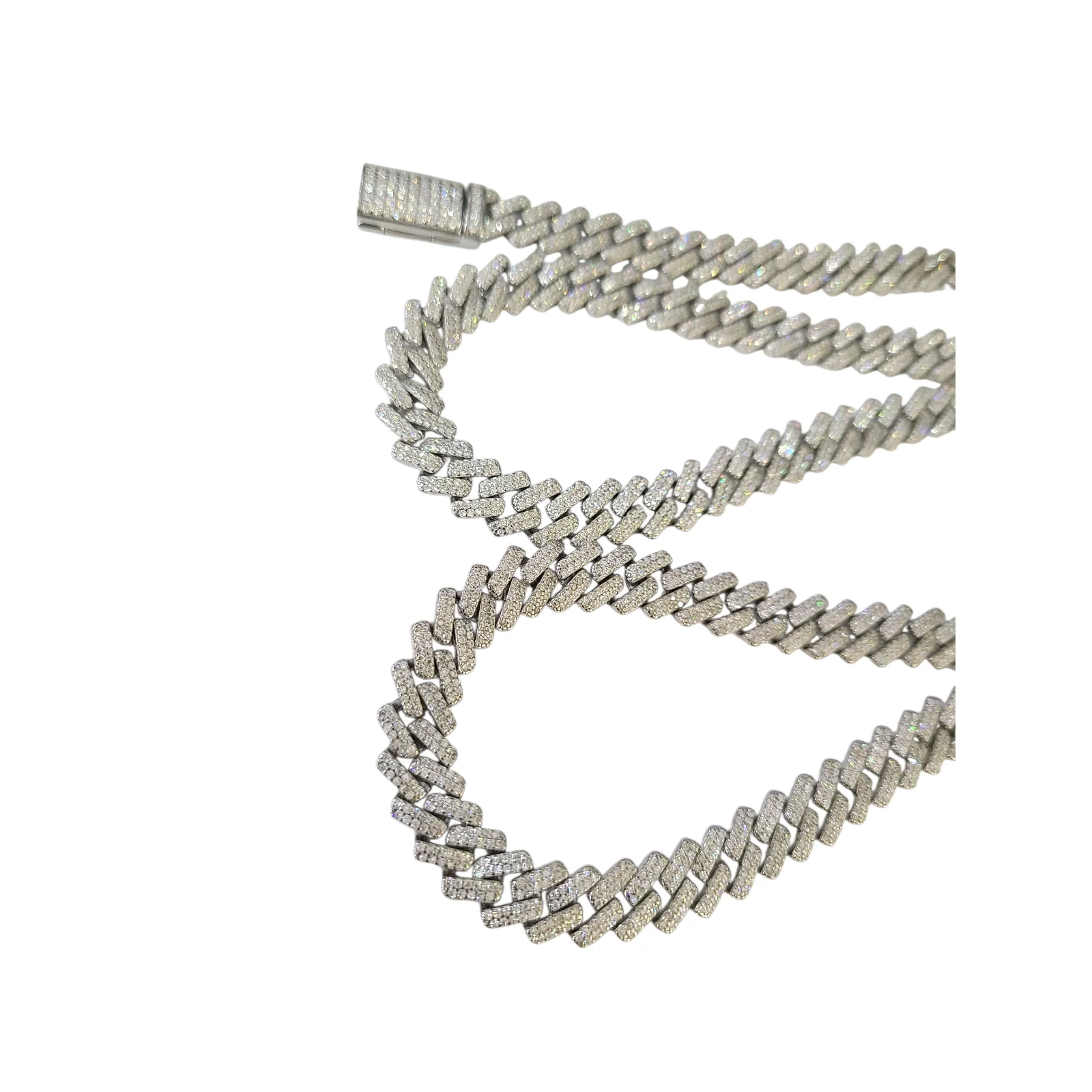 Real 925 Silver Moissanite Necklace Cuban Link Chain 22 Inch 8mm Women Men - Image 6