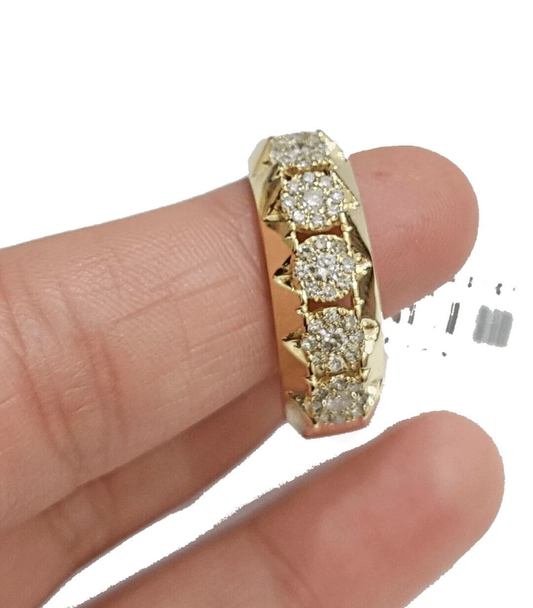 Real Diamond Mens Ring 14k Real Gold Band 14kt Yellow Gold 10" Genuine Diamonds - Image 4