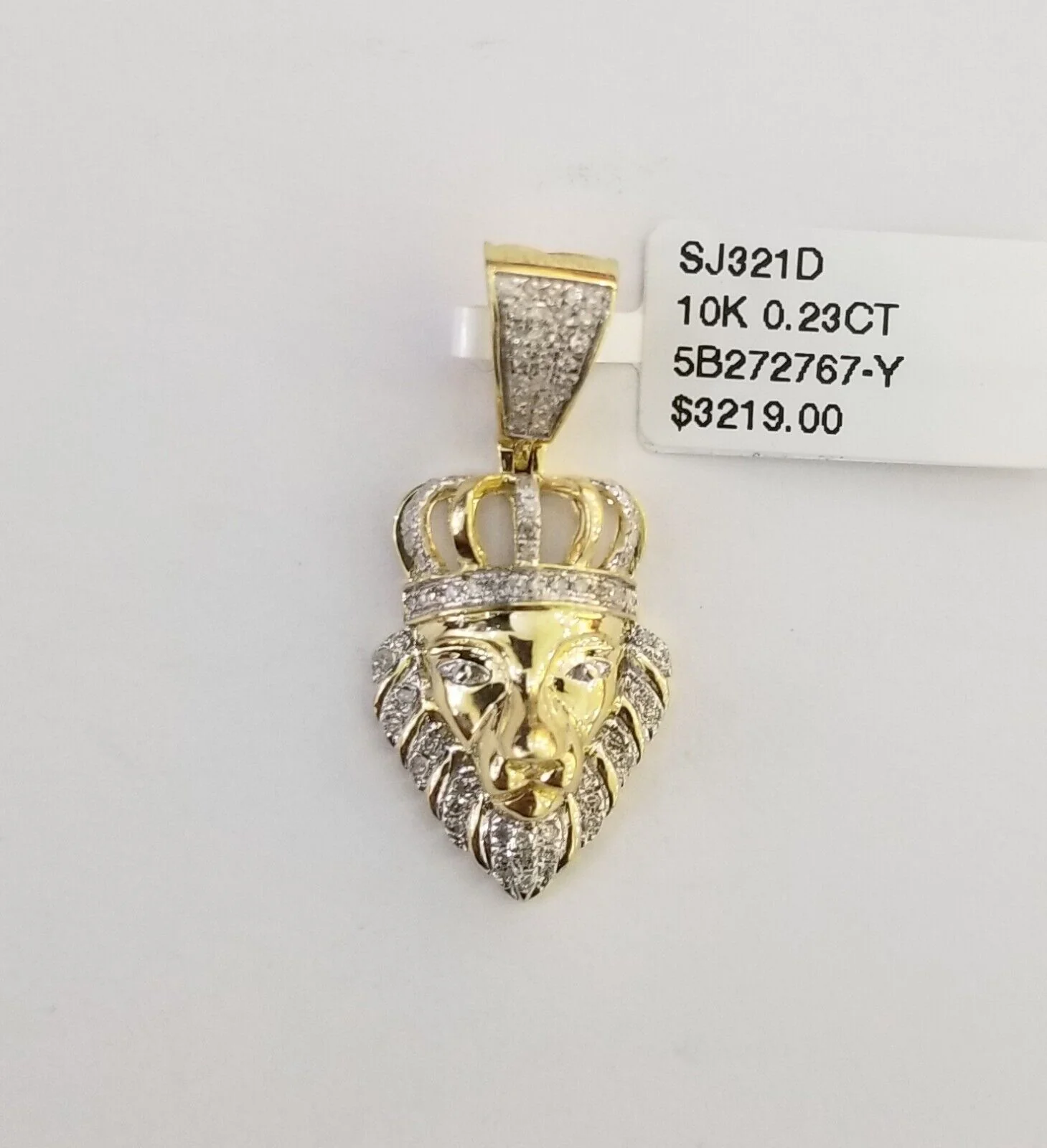 Real Diamond Pendant King Lion Head Men Crown Charm 10k Yellow Gold 1" - Image 3
