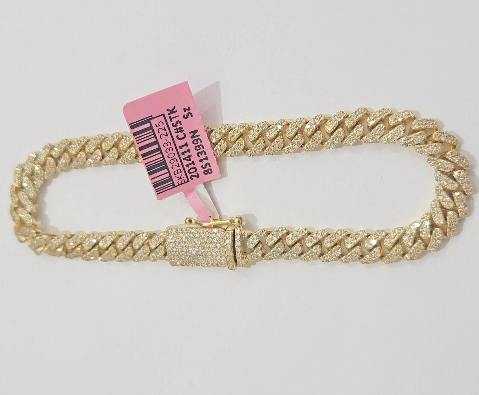 Real diamonds bracelet cuban link 10kt Yellow Gold Solid 7.5 Inch men women - Image 2