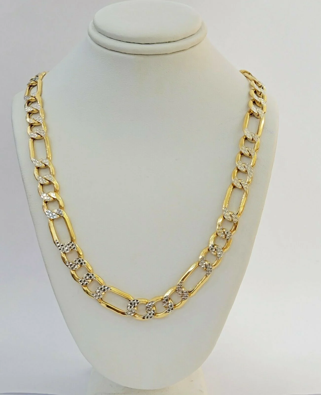 Real Gold 10k Figaro Necklace Men's Chain 9mm 24" Inch Yellow Gold Diamond Cuts - Image 6