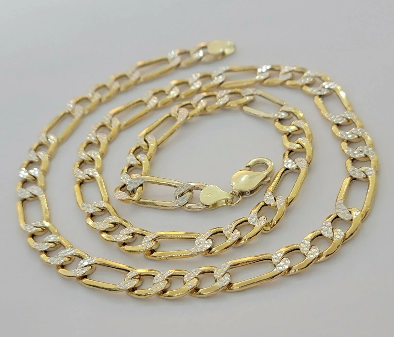 Real Gold 10k Figaro Necklace Men's Chain 9mm 24" Inch Yellow Gold Diamond Cuts - Image 7