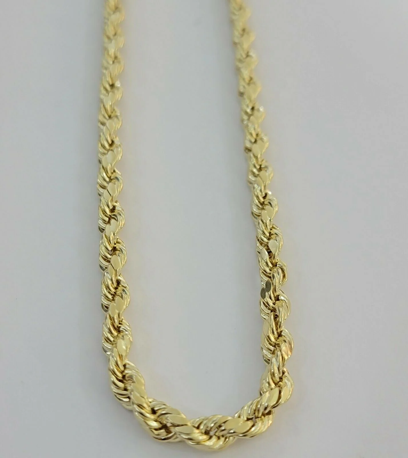 Real Gold 10k Rope Chain Necklace 5mm 18"-30" Inch Yellow Gold Diamond Cut Men's - Image 3