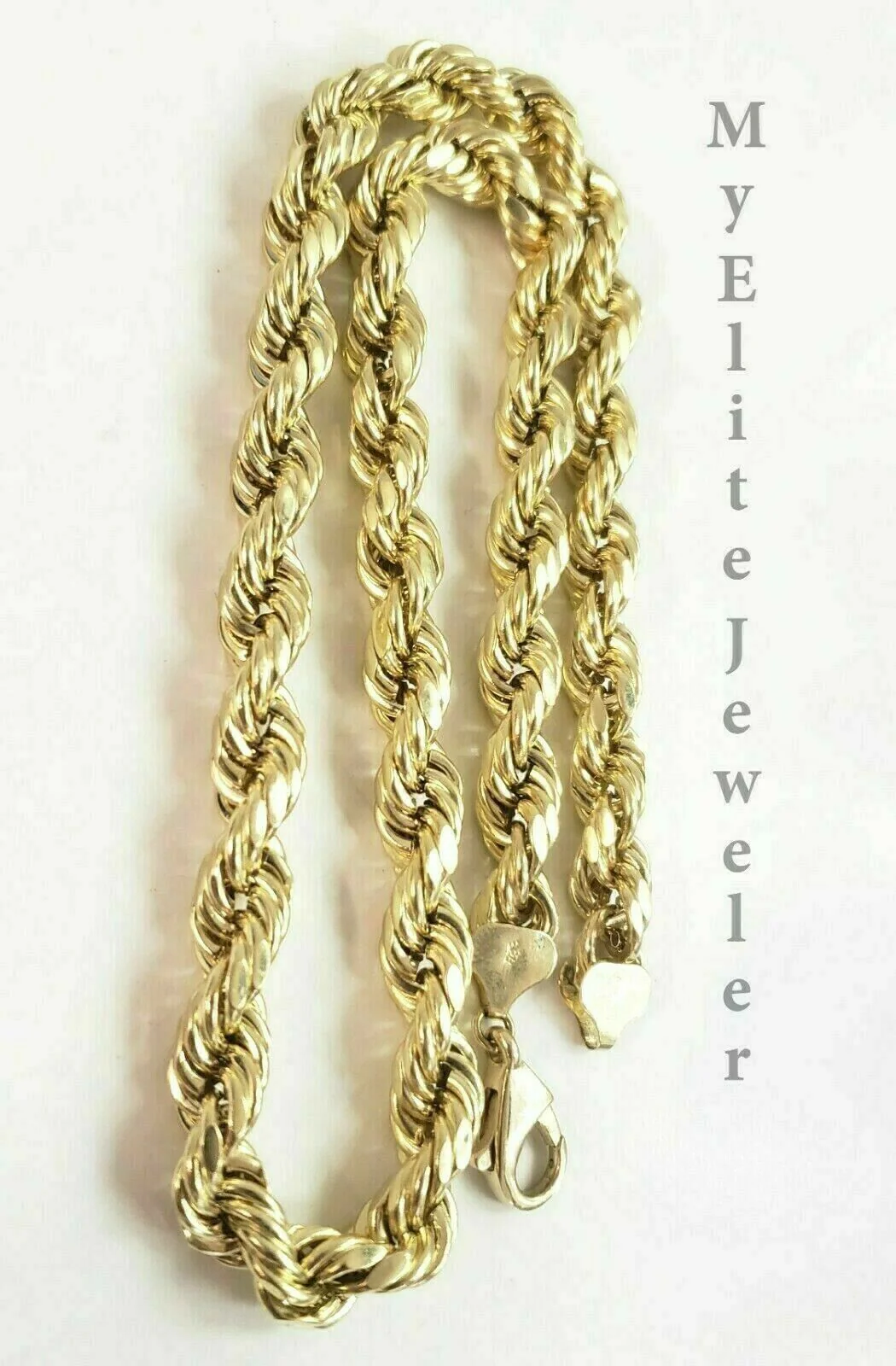 Real Gold 10k Rope Necklace Men' Chain 8mm 18"-30" Inch Yellow Gold Diamond Cuts - Image 9