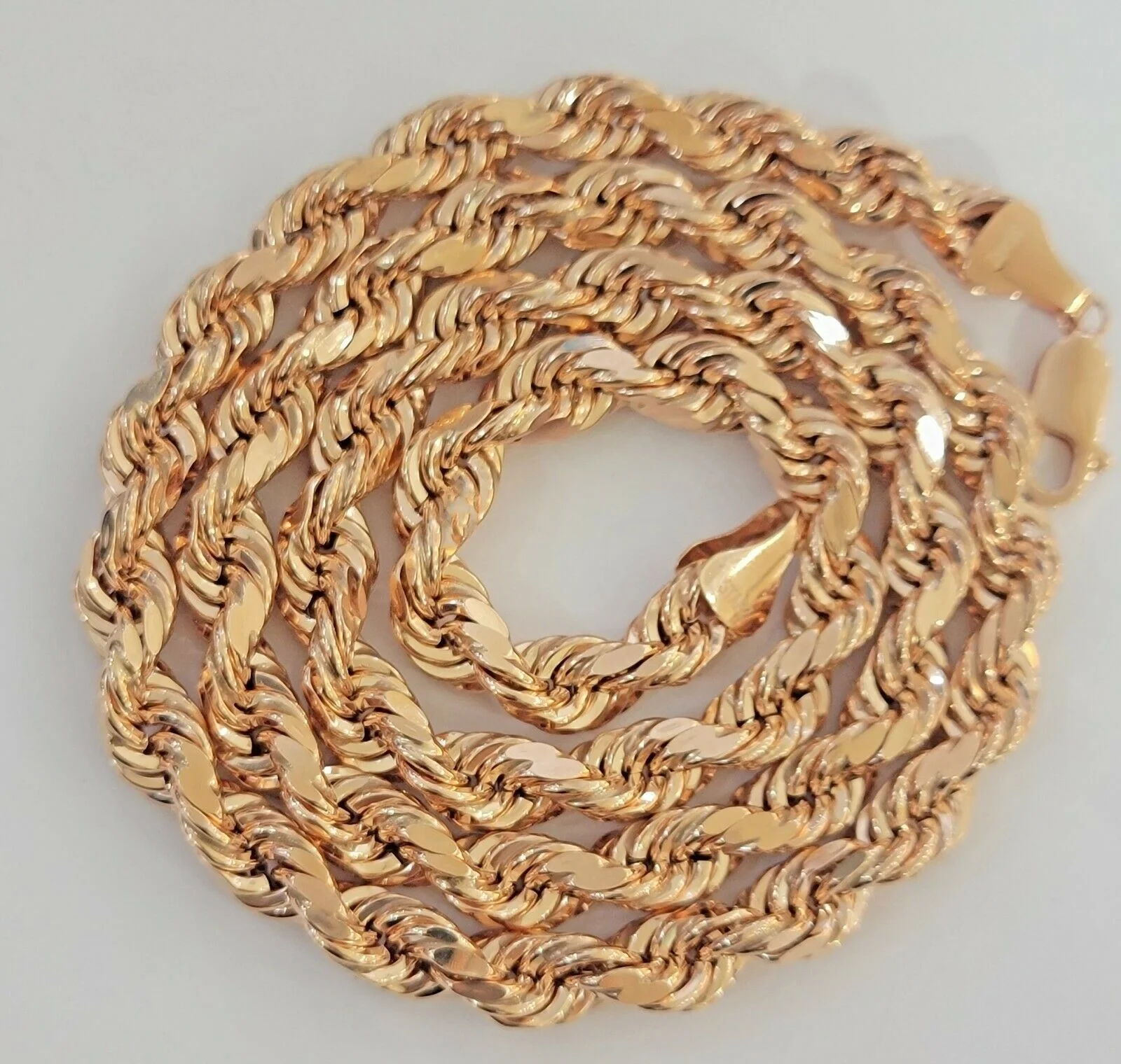 Real Gold 10k Rope Necklace Men Chain 8mm 22"-30" Inch Rose Gold SOLID 10kt - Image 3