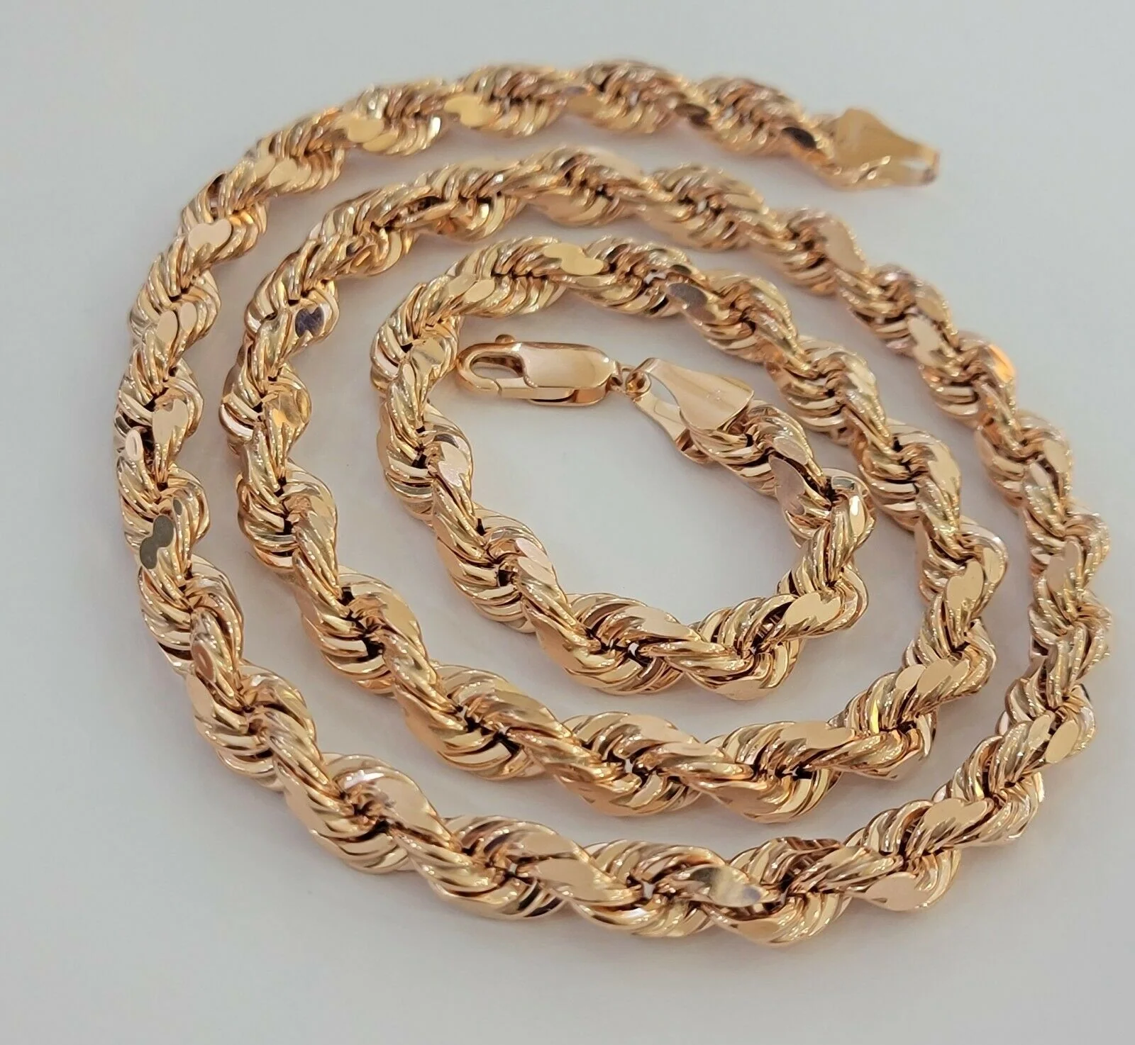 Real Gold 10k Rope Necklace Men Chain 8mm 22"-30" Inch Rose Gold SOLID 10kt - Image 5