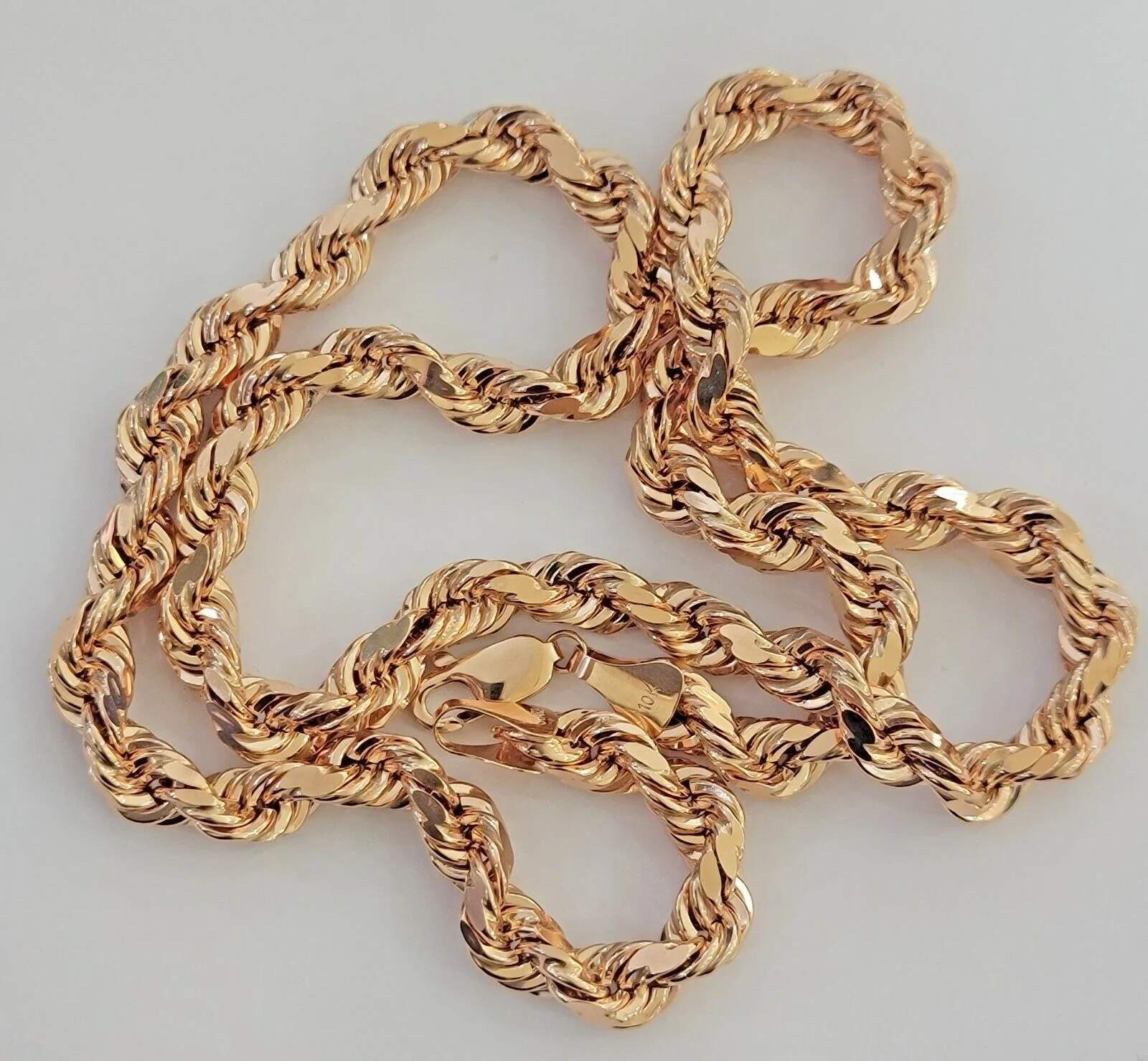 Real Gold 10k Rope Necklace Men Chain 8mm 22"-30" Inch Rose Gold SOLID 10kt - Image 8
