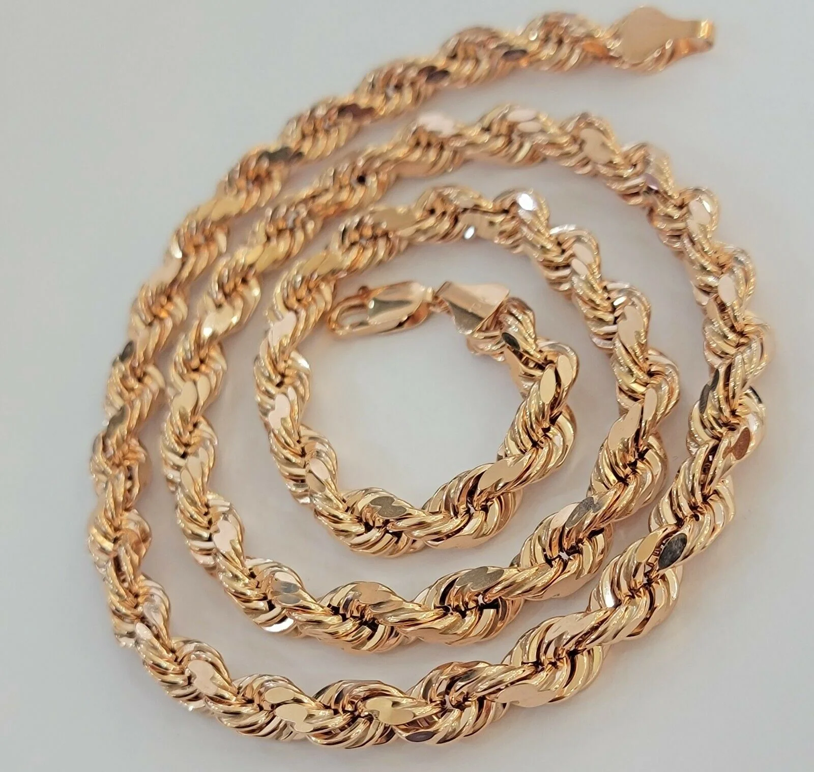 Real Gold 10k Rope Necklace Men Chain 8mm 22"-30" Inch Rose Gold SOLID 10kt - Image 9