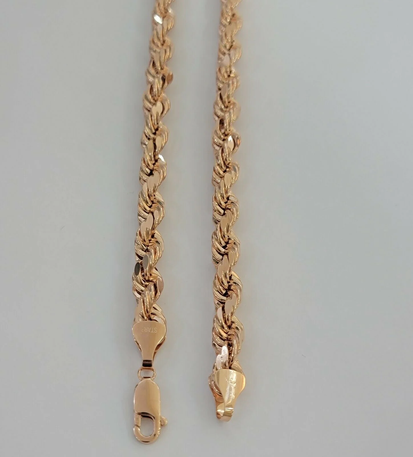 Real Gold 10k Rose Gold Rope Necklace Men Chain 4mm 20"-26" Inch 10kt Men Women - Image 4
