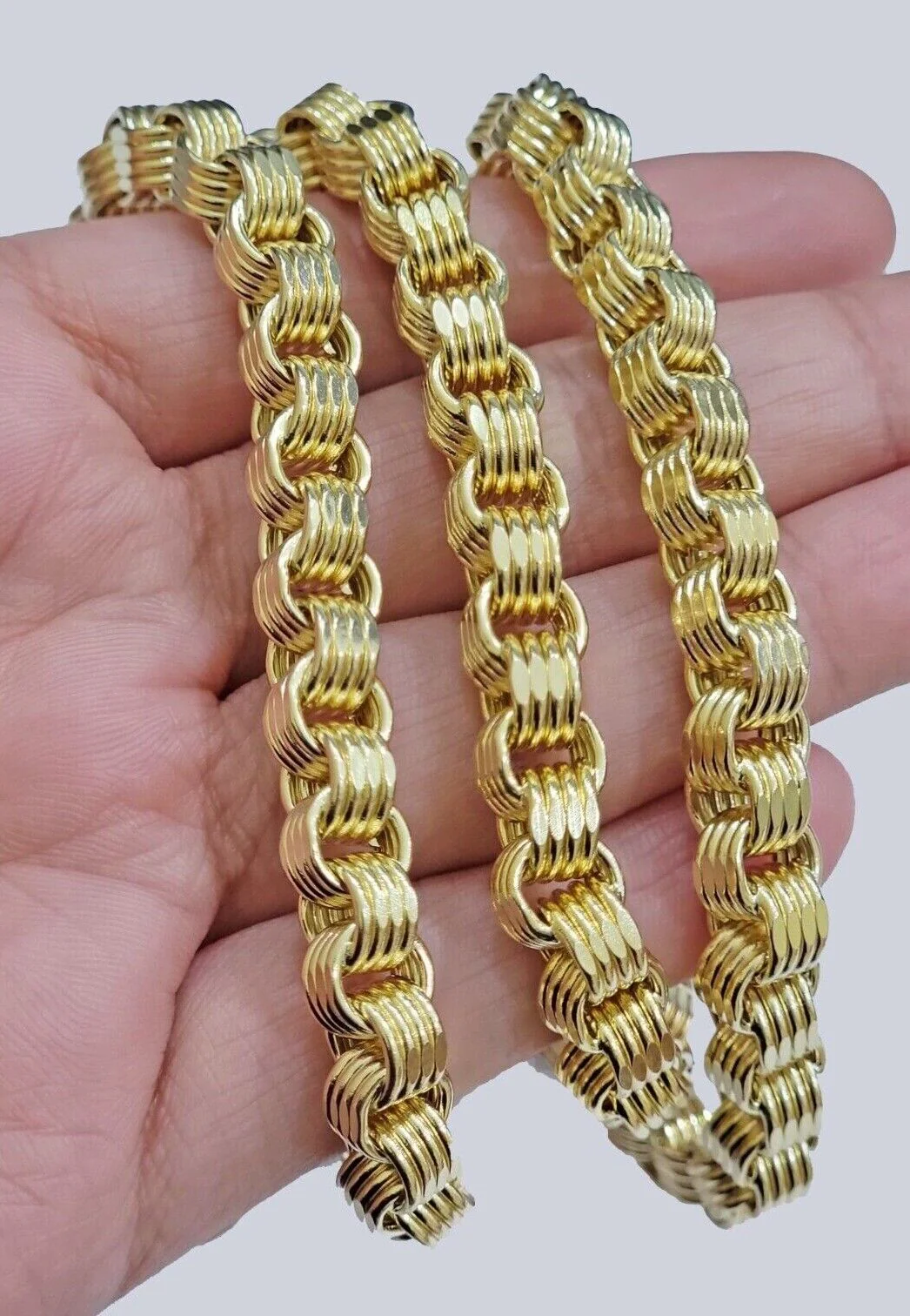 Real Gold Box Byzantine Chain Necklace 7.5mm 10K Yellow 20 Inches Men 10KT SALE - Image 4