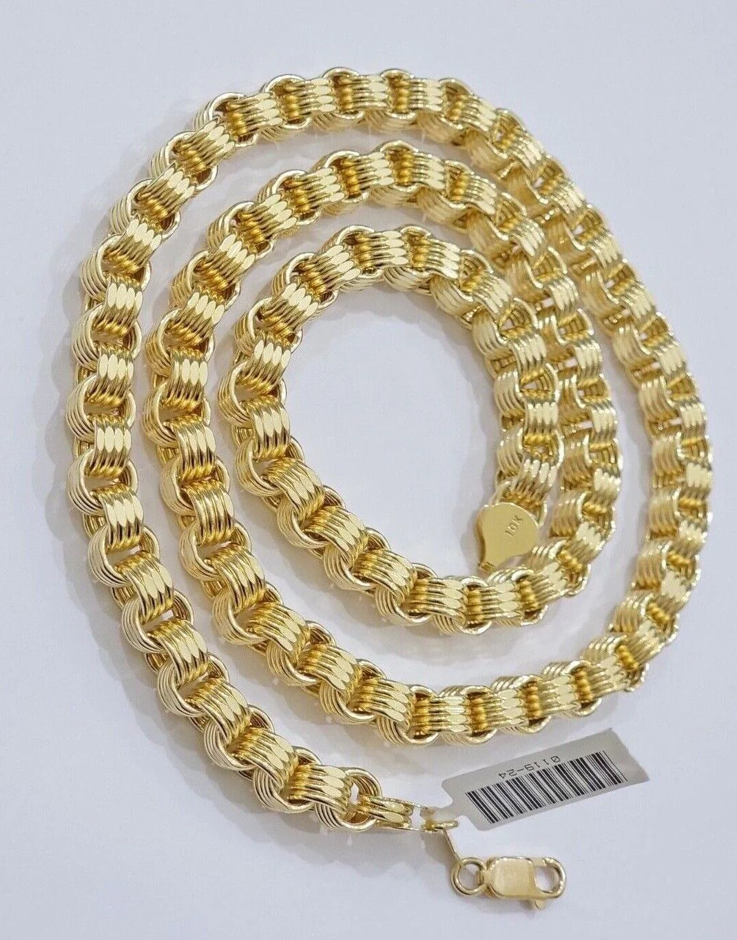 Real Gold Box Byzantine Chain Necklace 7.5mm 10K Yellow 20 Inches Men 10KT SALE - Image 5