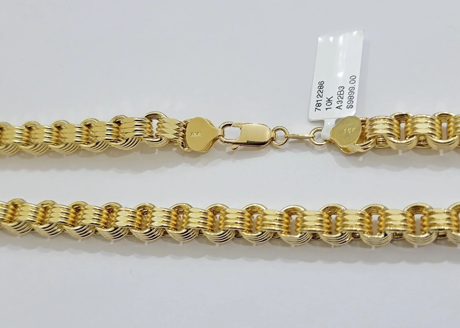Real Gold Box Byzantine Chain Necklace 7.5mm 10K Yellow 20 Inches Men 10KT SALE - Image 7