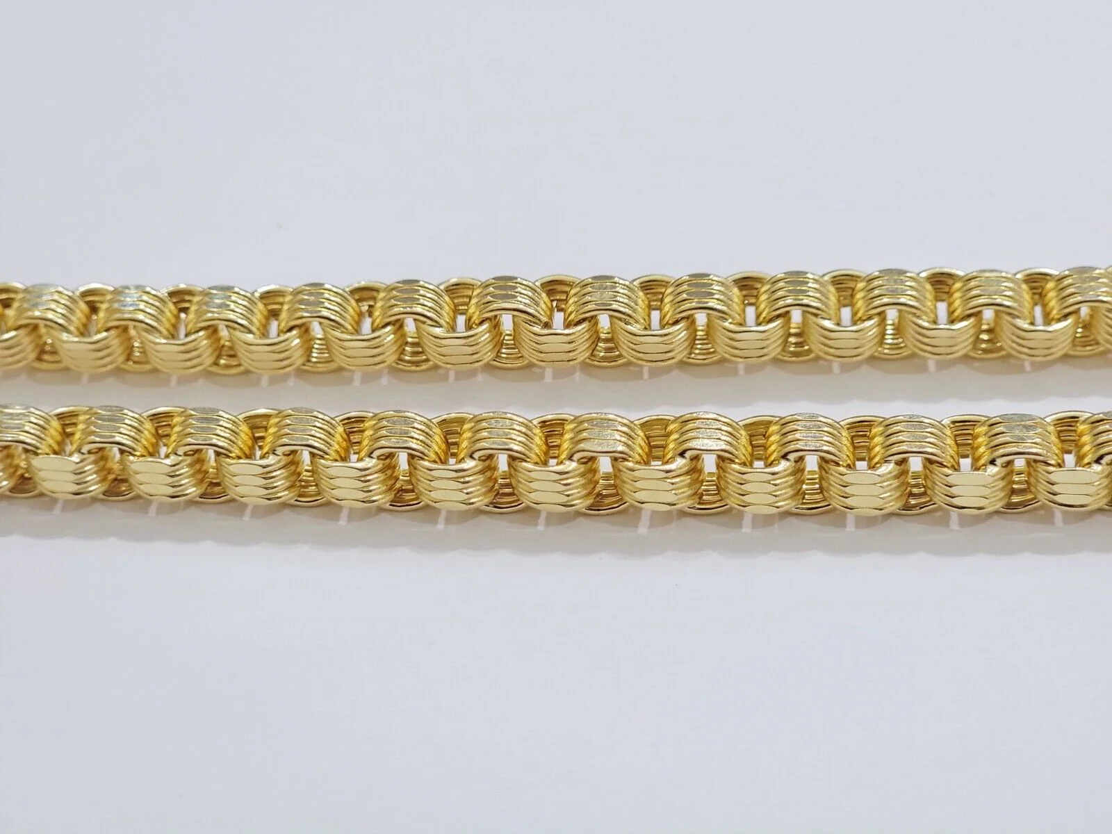 Real Gold Box Byzantine Chain Necklace 7.5mm 10K Yellow 24 Inches Men 10KT SALE - Image 4