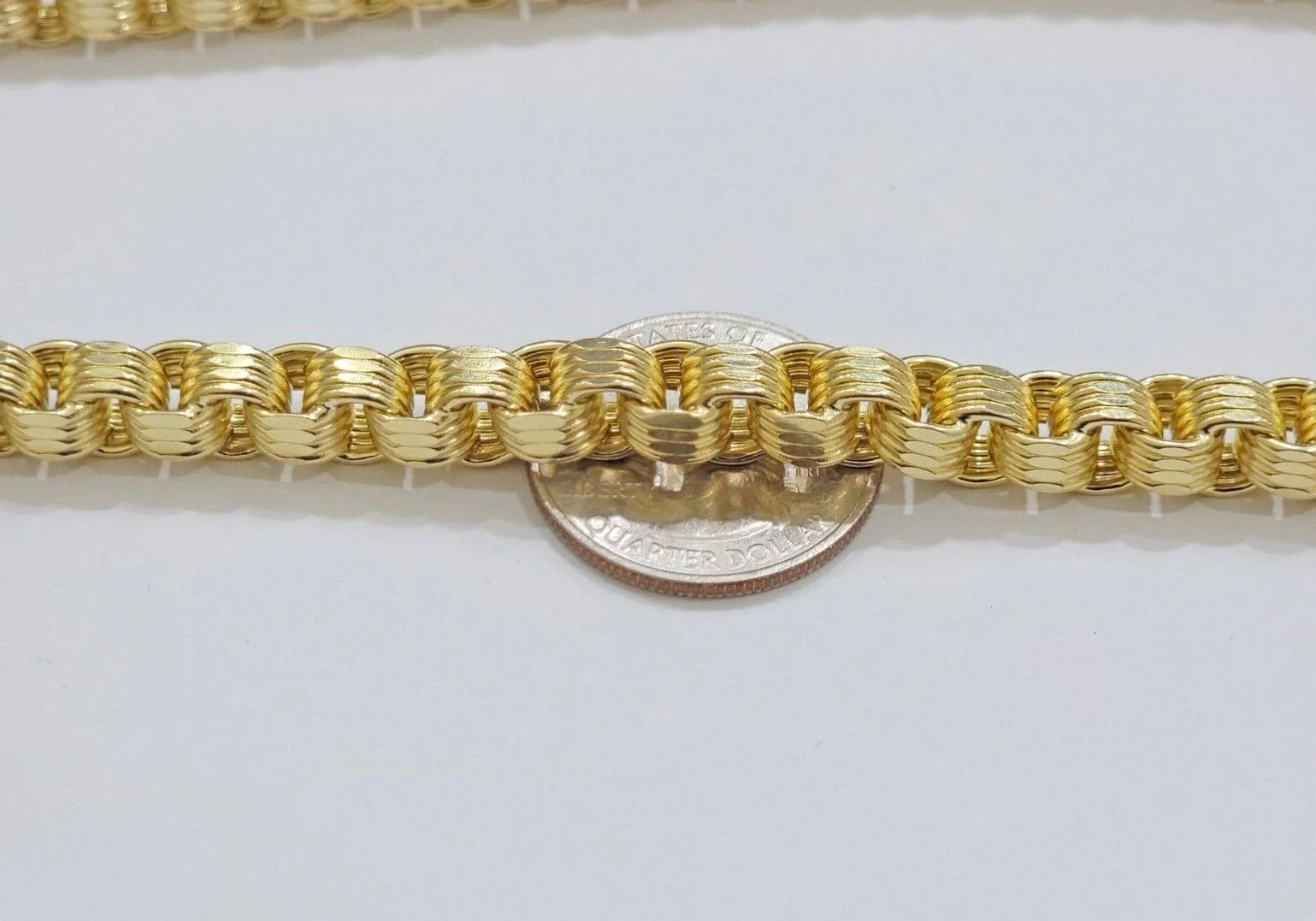 Real Gold Box Byzantine Chain Necklace 7.5mm 10K Yellow 24 Inches Men 10KT SALE - Image 9